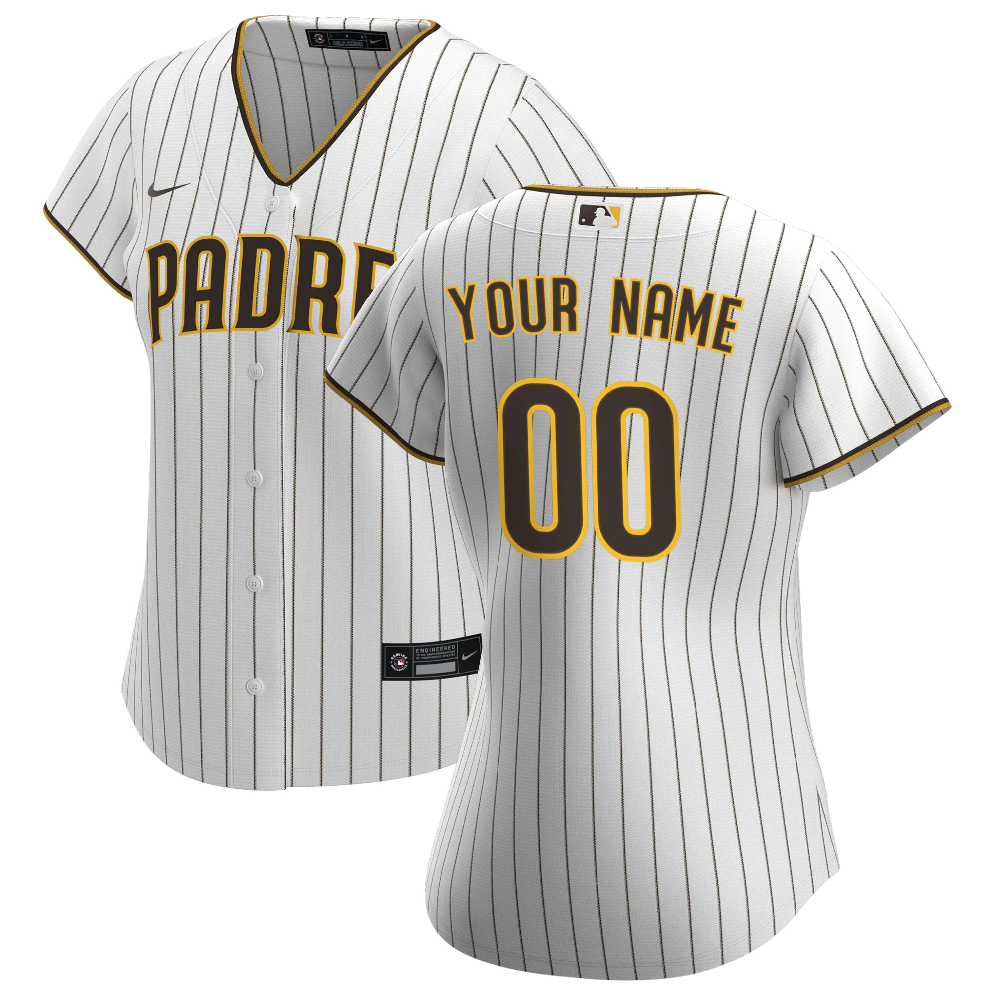 Nike Padres White Pinstripe Custom Jersey