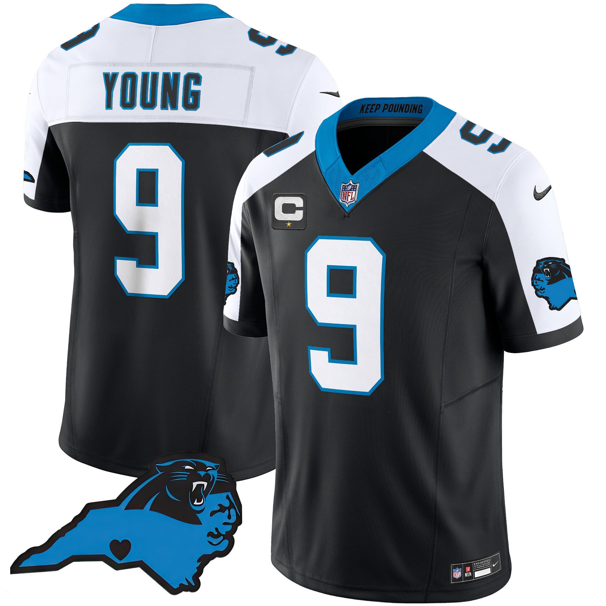 Nike Panthers Young #9 Black Limited Jersey