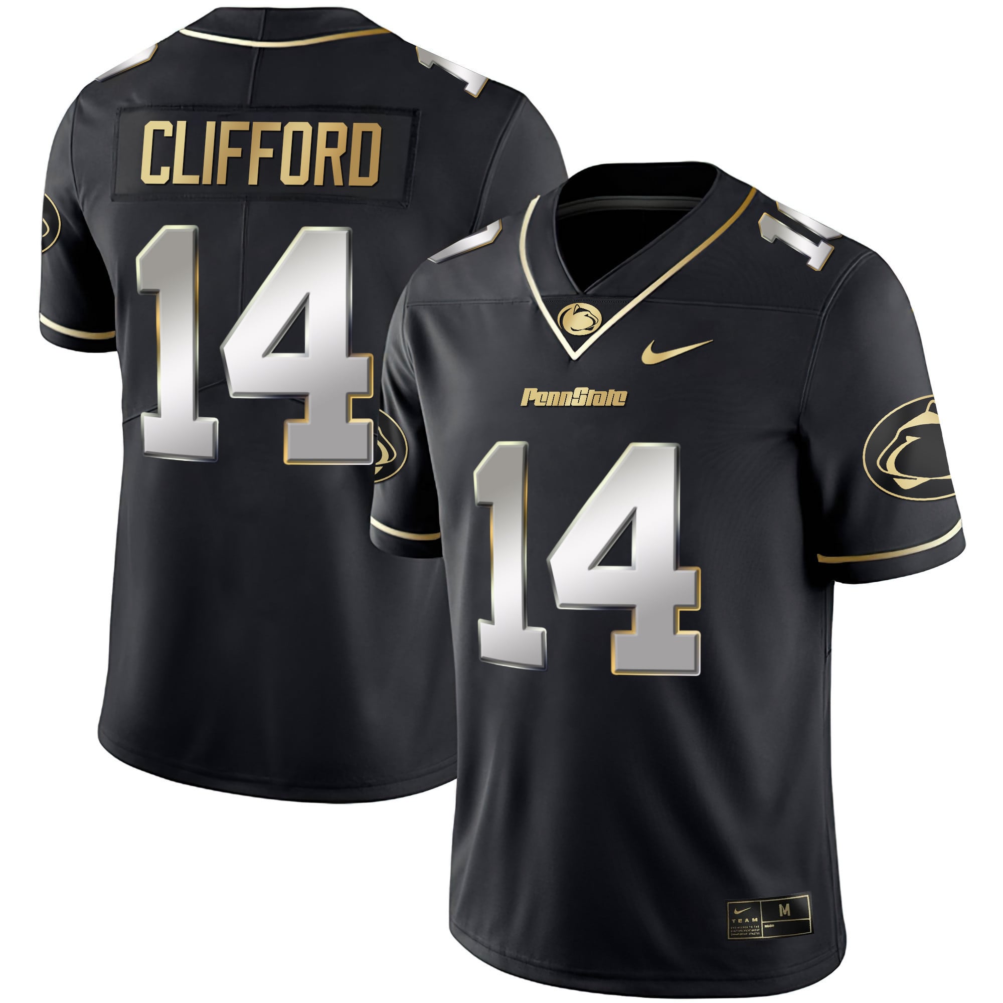 Nike Penn State Clifford #14 Jersey - Black & Gold Edition