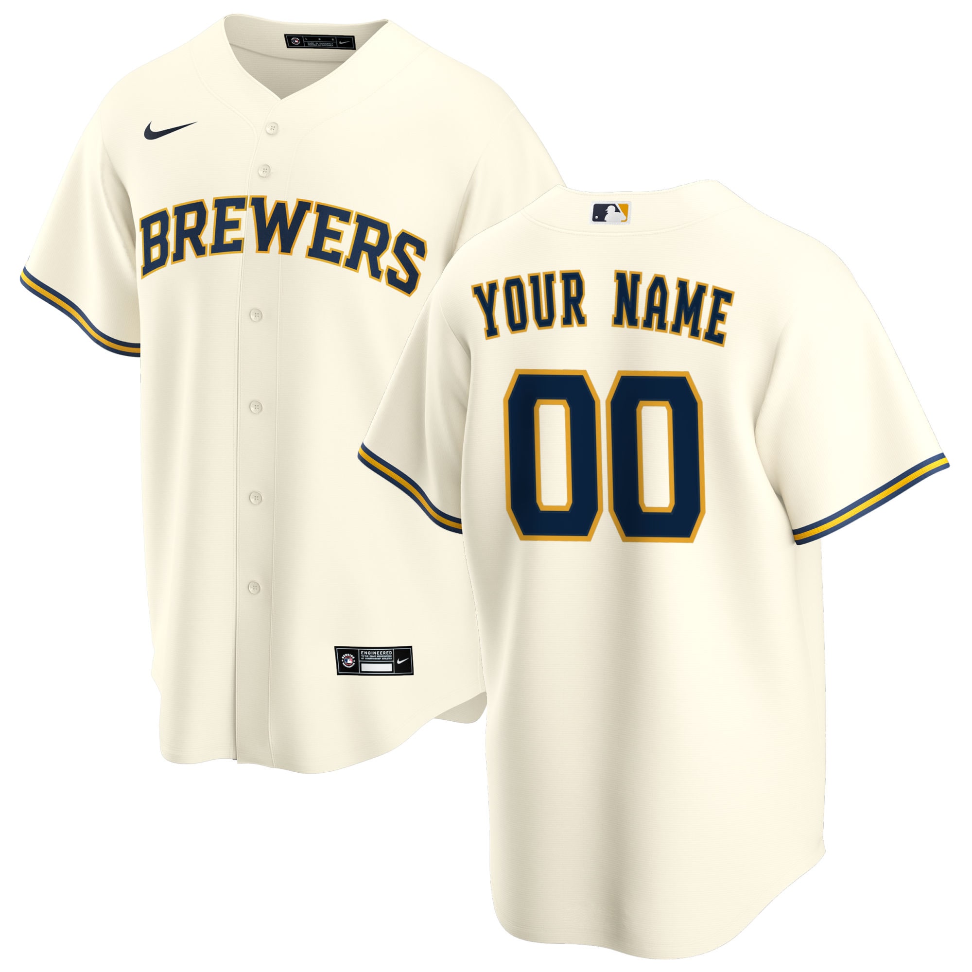 nike personalize Brewers Cream Custom Jersey - Nike Brewers Cream