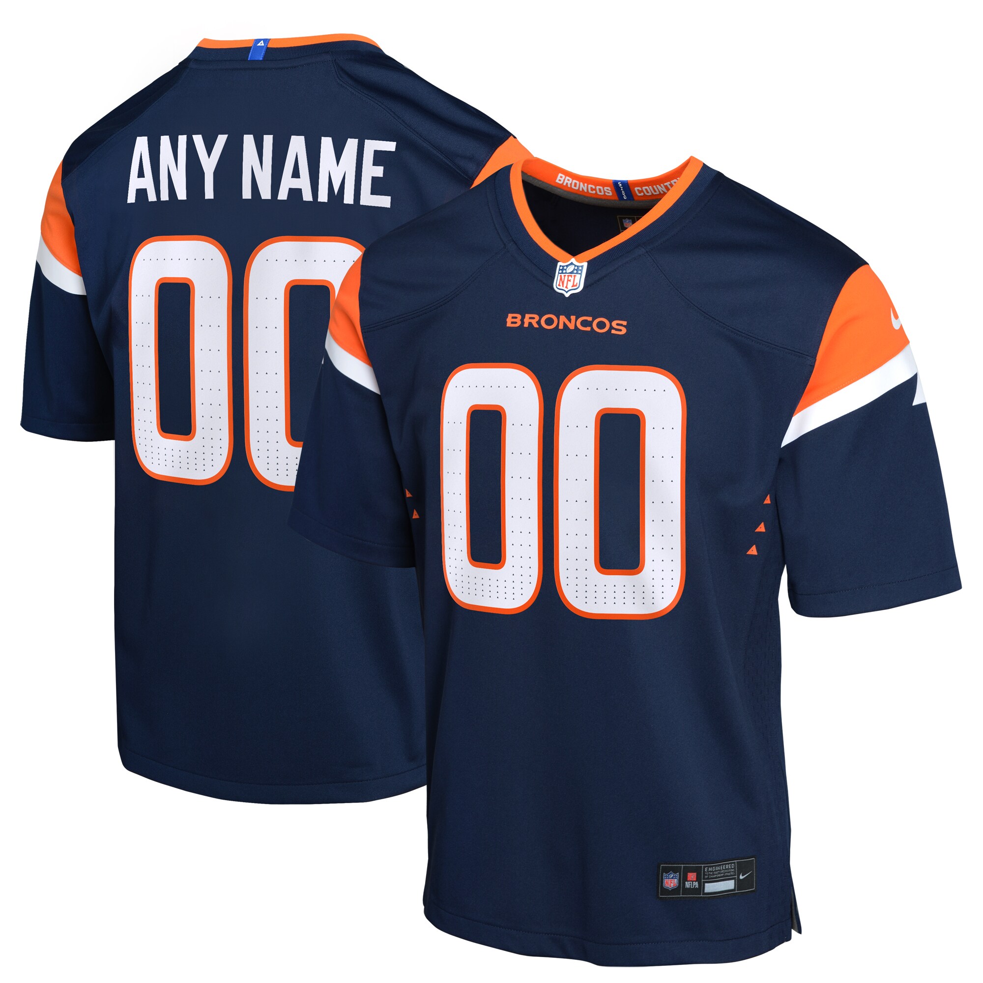 nike personalize Broncos Navy Custom Jersey - Nike Broncos Navy Custom 2