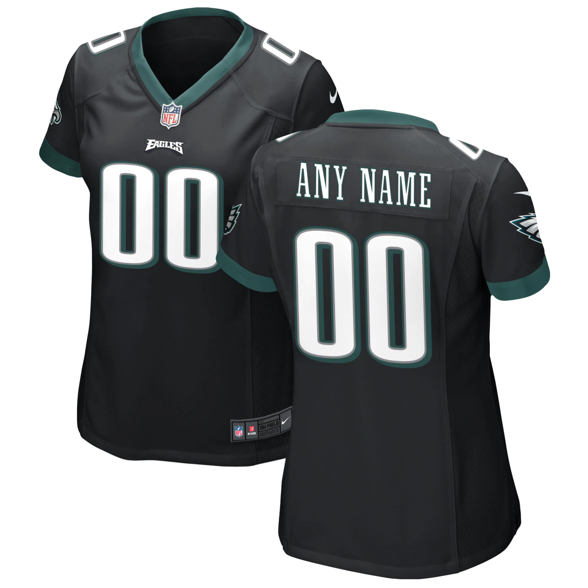 nike personalize Eagles Black Custom Jersey - Nike Eagles Black Custom