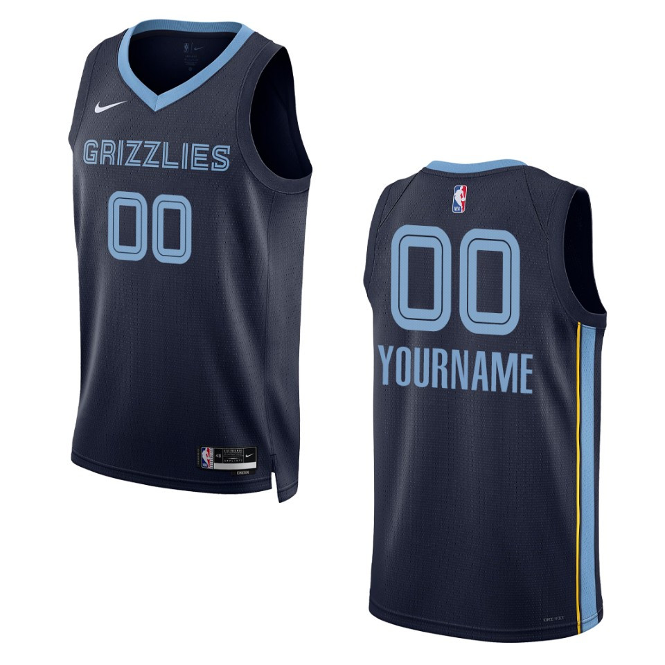 nike personalize Grizzlies Navy Custom Jersey - Nike Grizzlies Navy