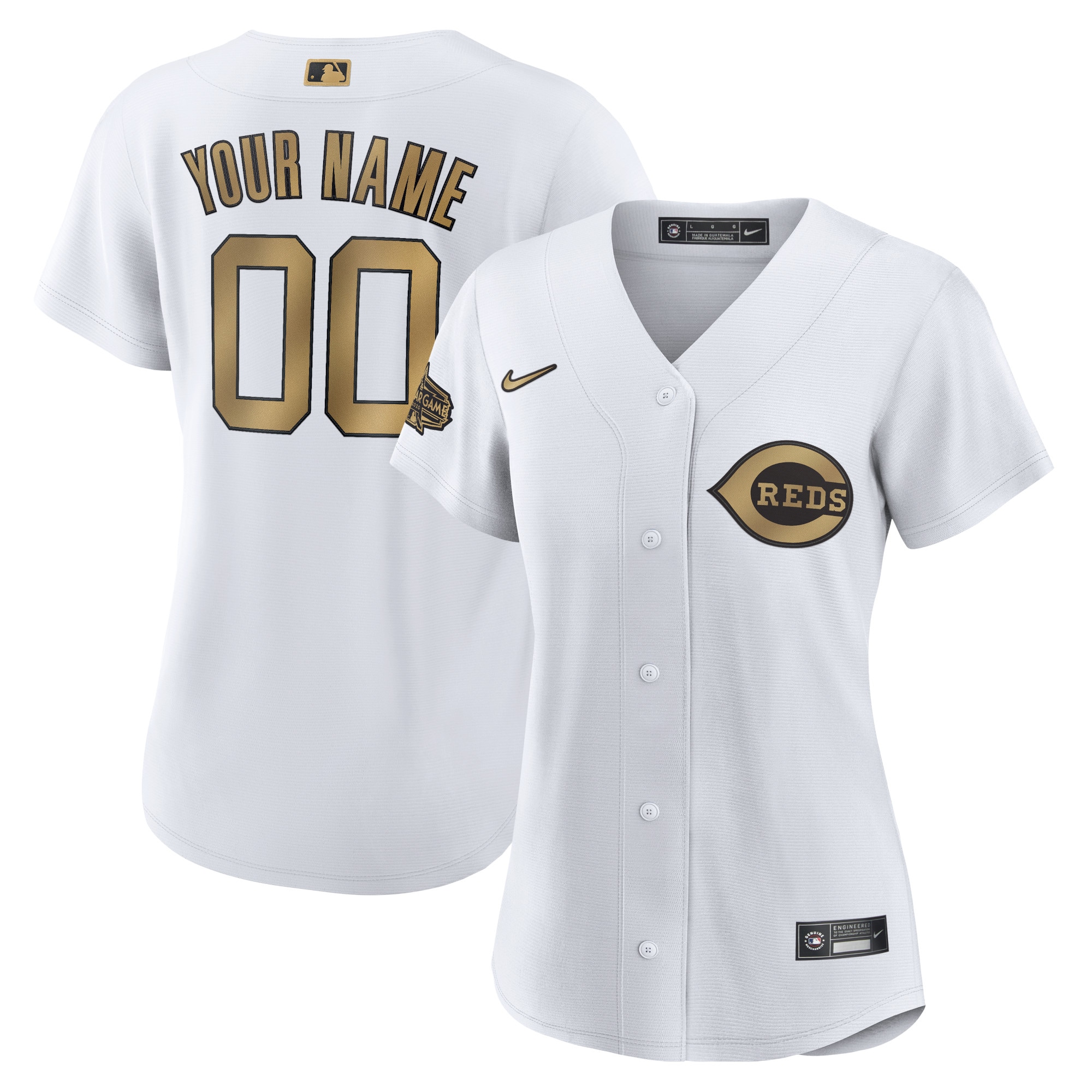 nike personalize Reds Custom White Jersey - Nike Reds Custom White
