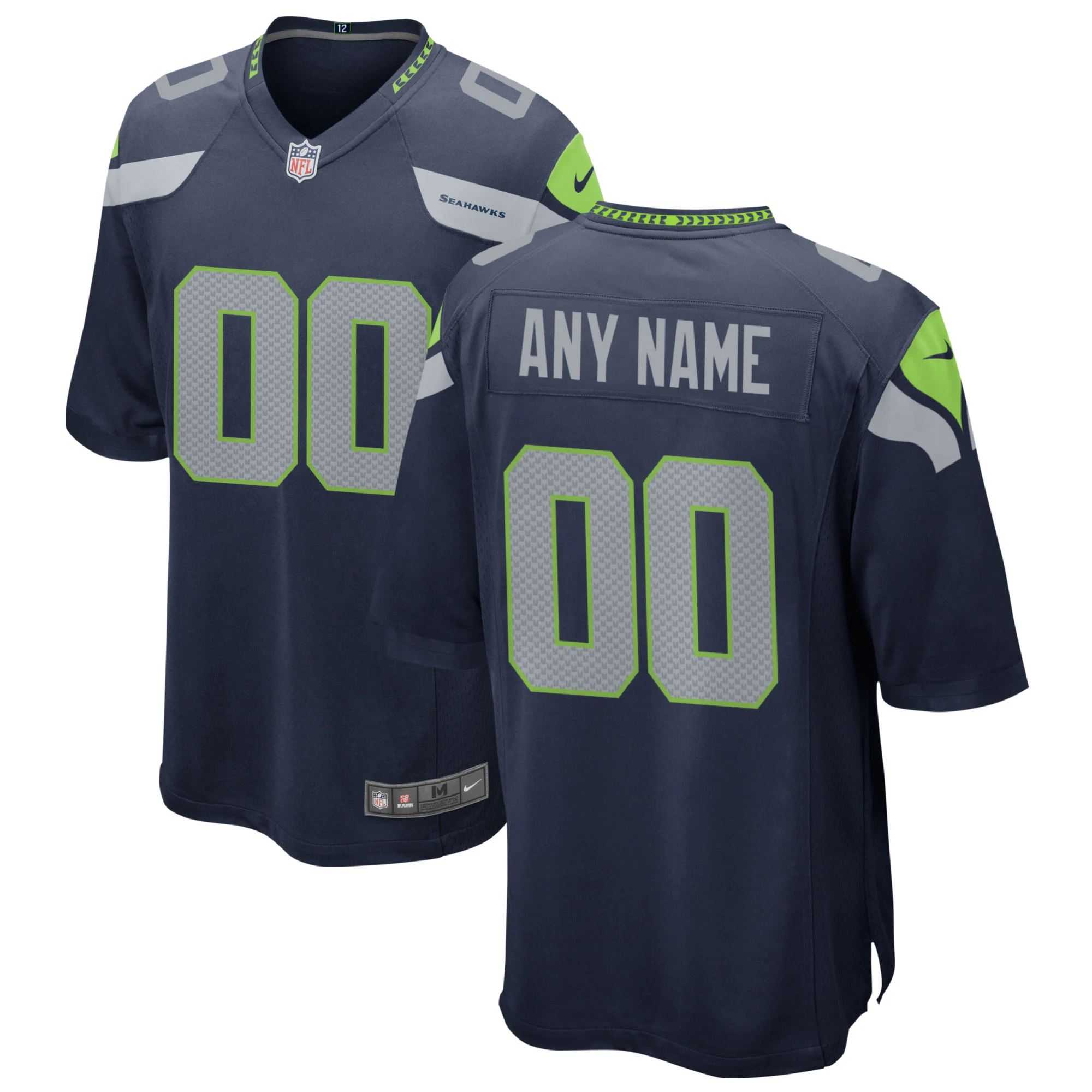 nike personalize Seahawks Navy Custom Jersey - Nike Seahawks Navy