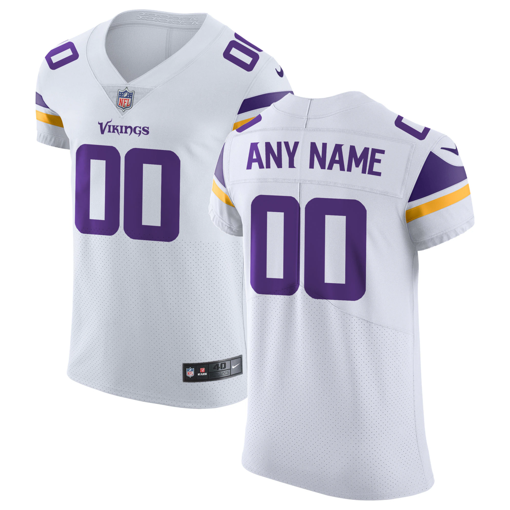 Alternative view of nike personalize Vikings White Custom Jersey - Nike Vikings White