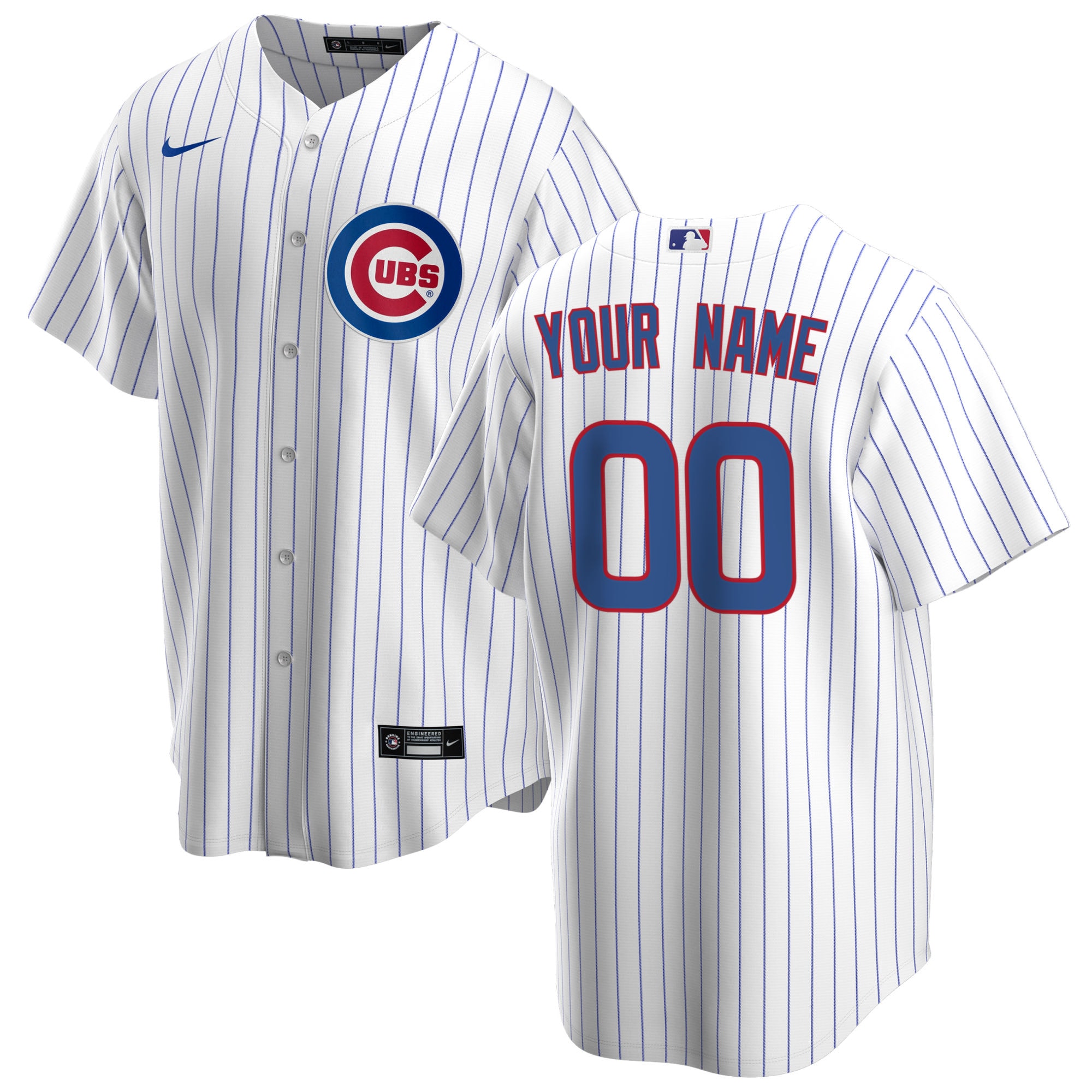 nike personalized Cubs White Pinstripe Custom Jersey - Nike Cubs White