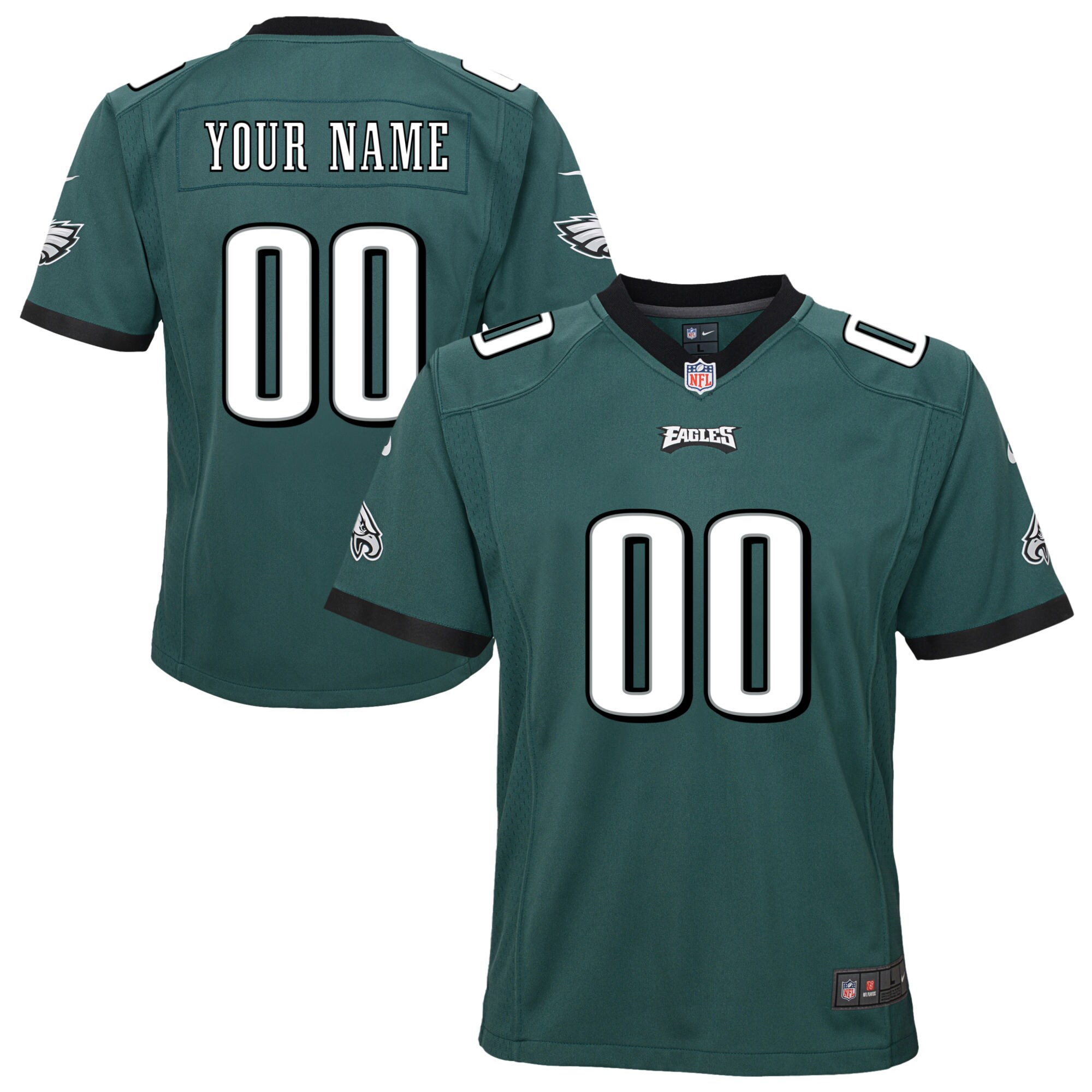 Alternative view of nike personalized Eagles Midnight Green Custom Jersey - Nike Eagles