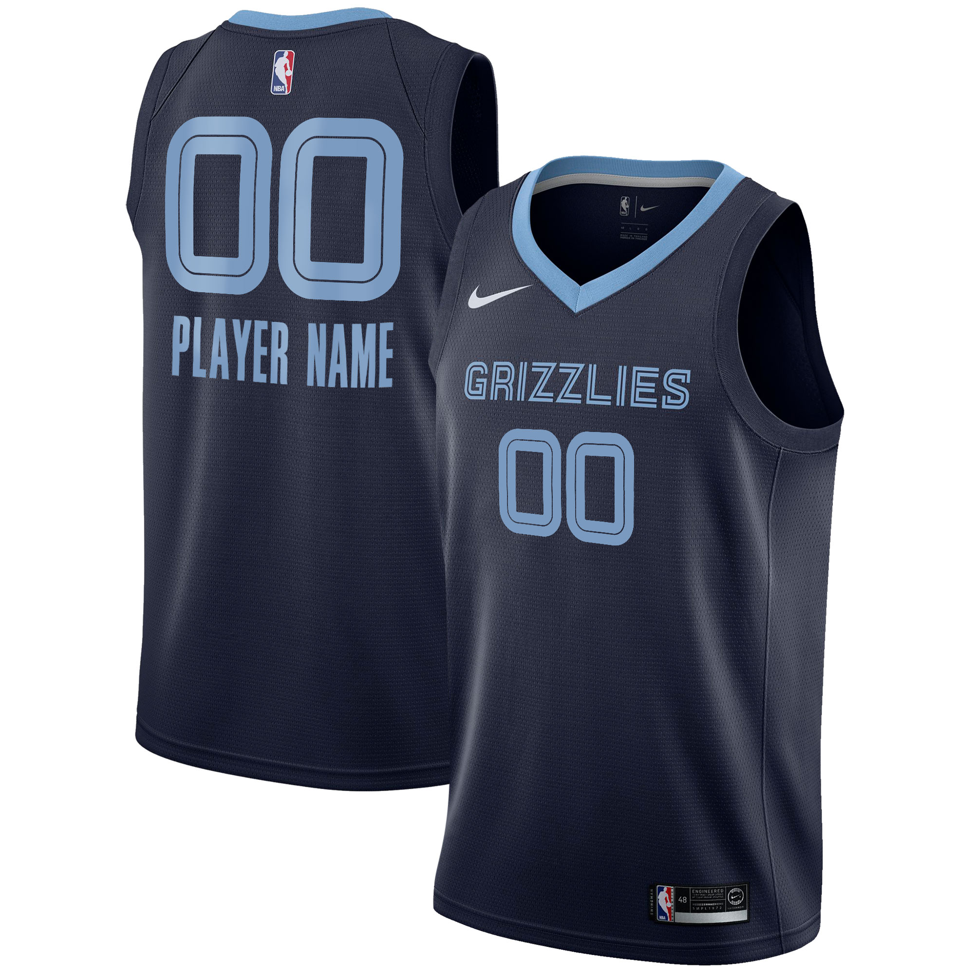 nike personalized Grizzlies Navy Custom Jersey - Nike Grizzlies Navy