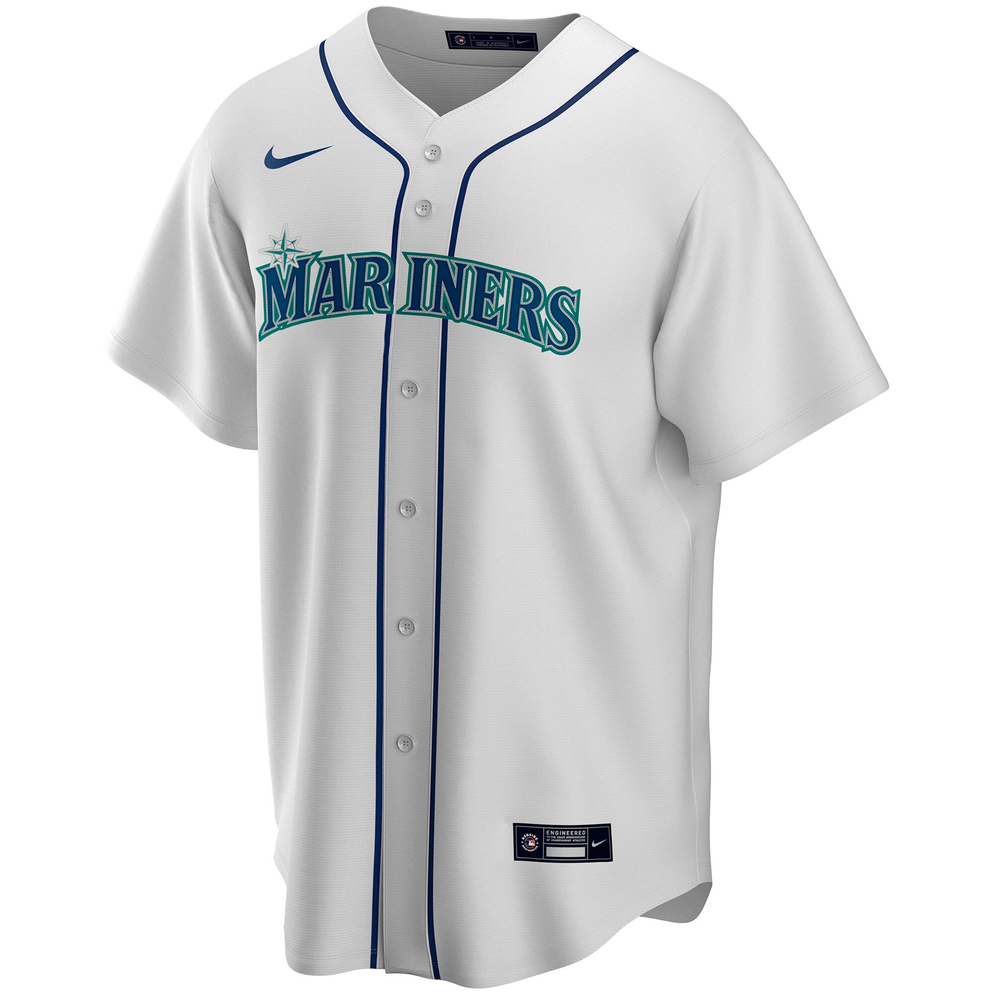 Alternative view of nike personalized Mariners White Custom Jersey - Nike Mariners White