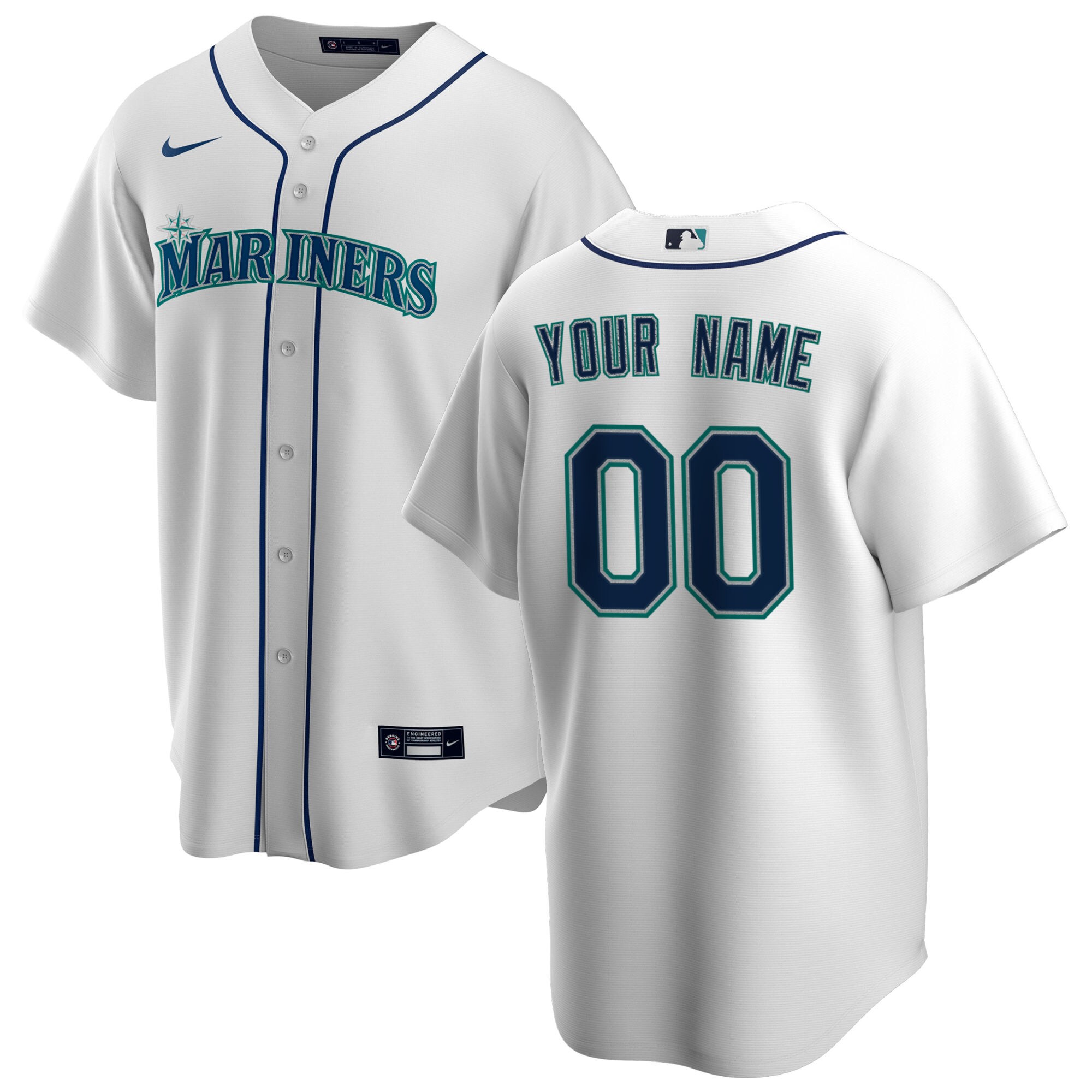nike personalized Mariners White Custom Jersey - Nike Mariners White