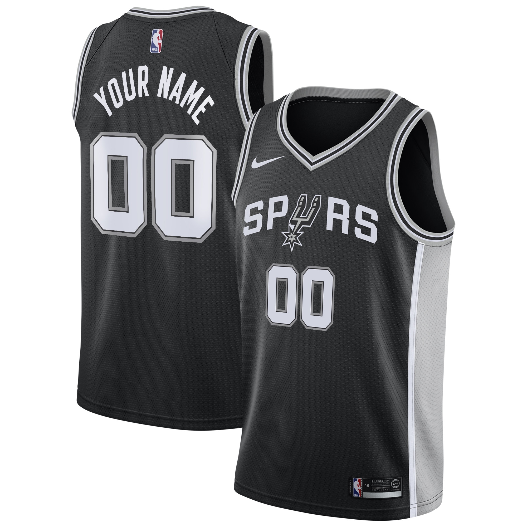 nike personalized Spurs Black Custom Jersey - Nike Spurs Black Custom