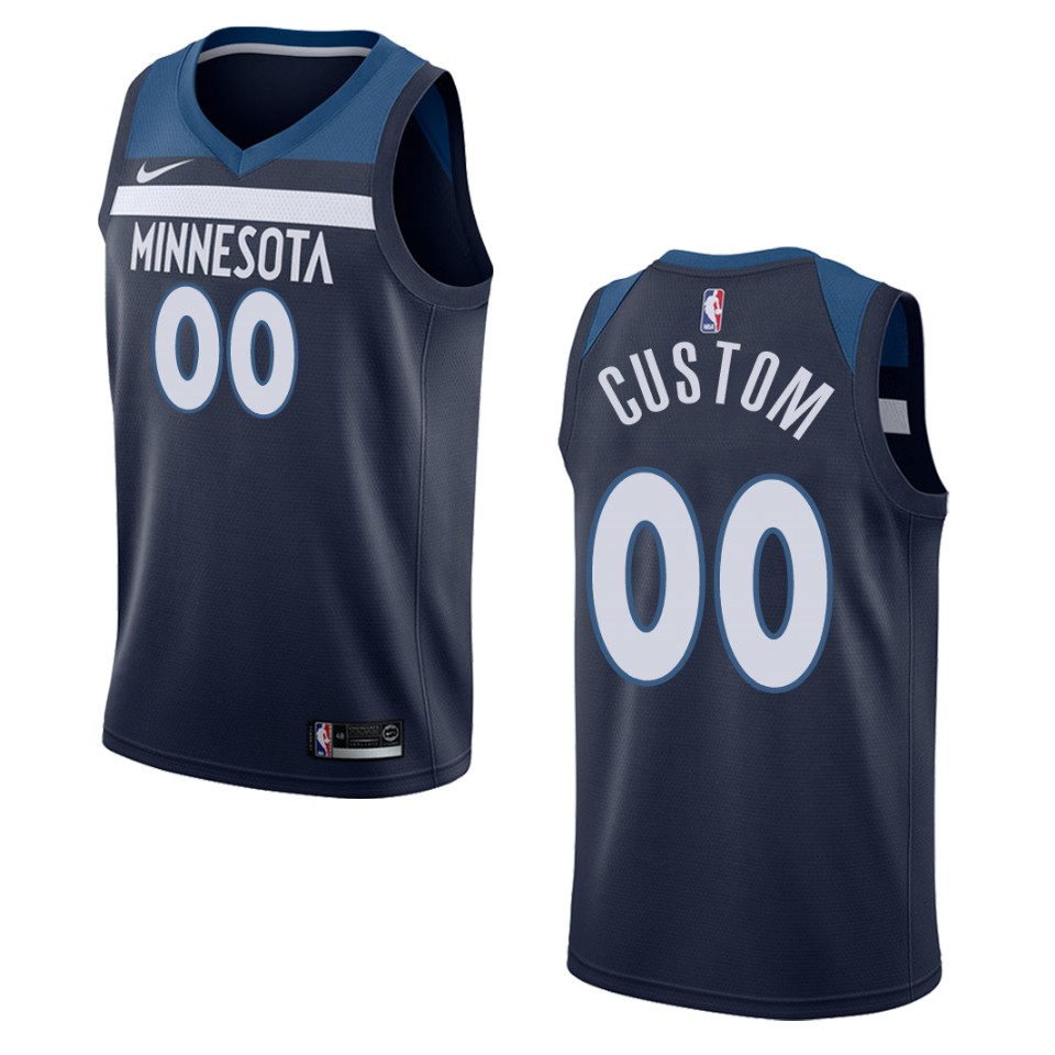 nike personalized Timberwolves Navy Custom Jersey - Nike Timberwolves