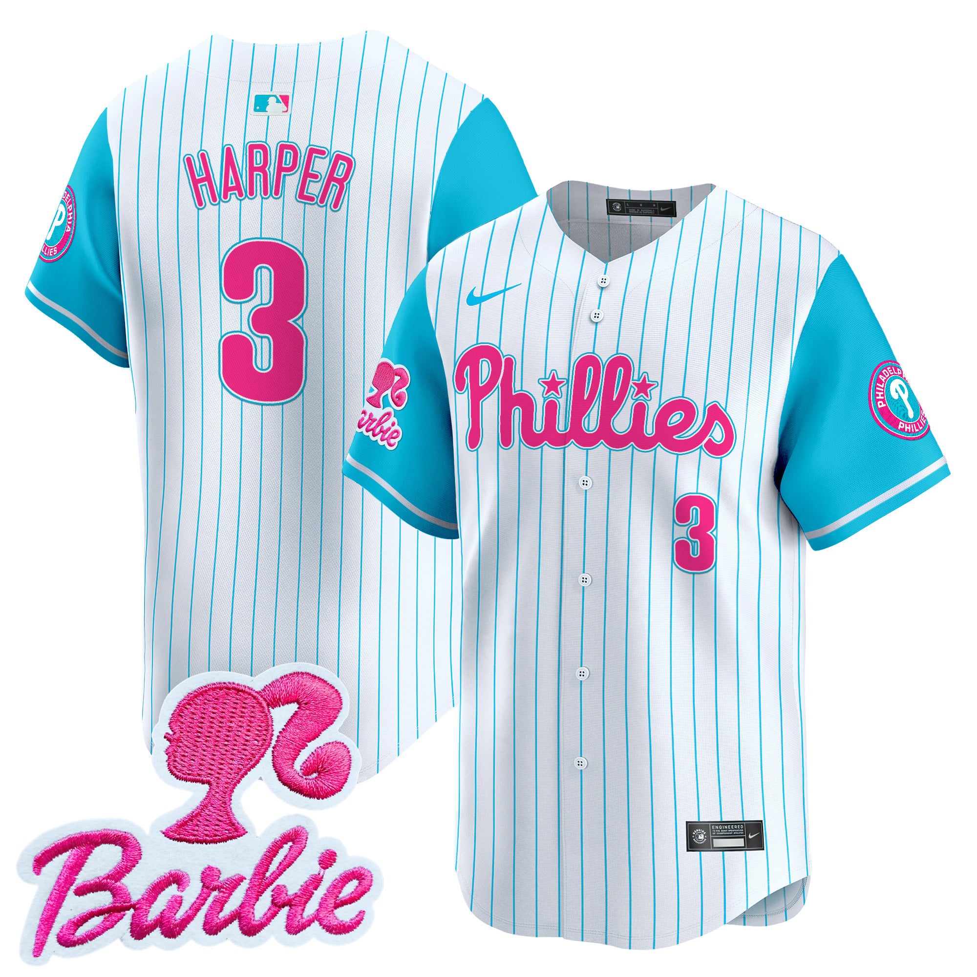 Alternative view of Nike Phillies Barbie Jersey - Pink & Turquoise, #59 Edition