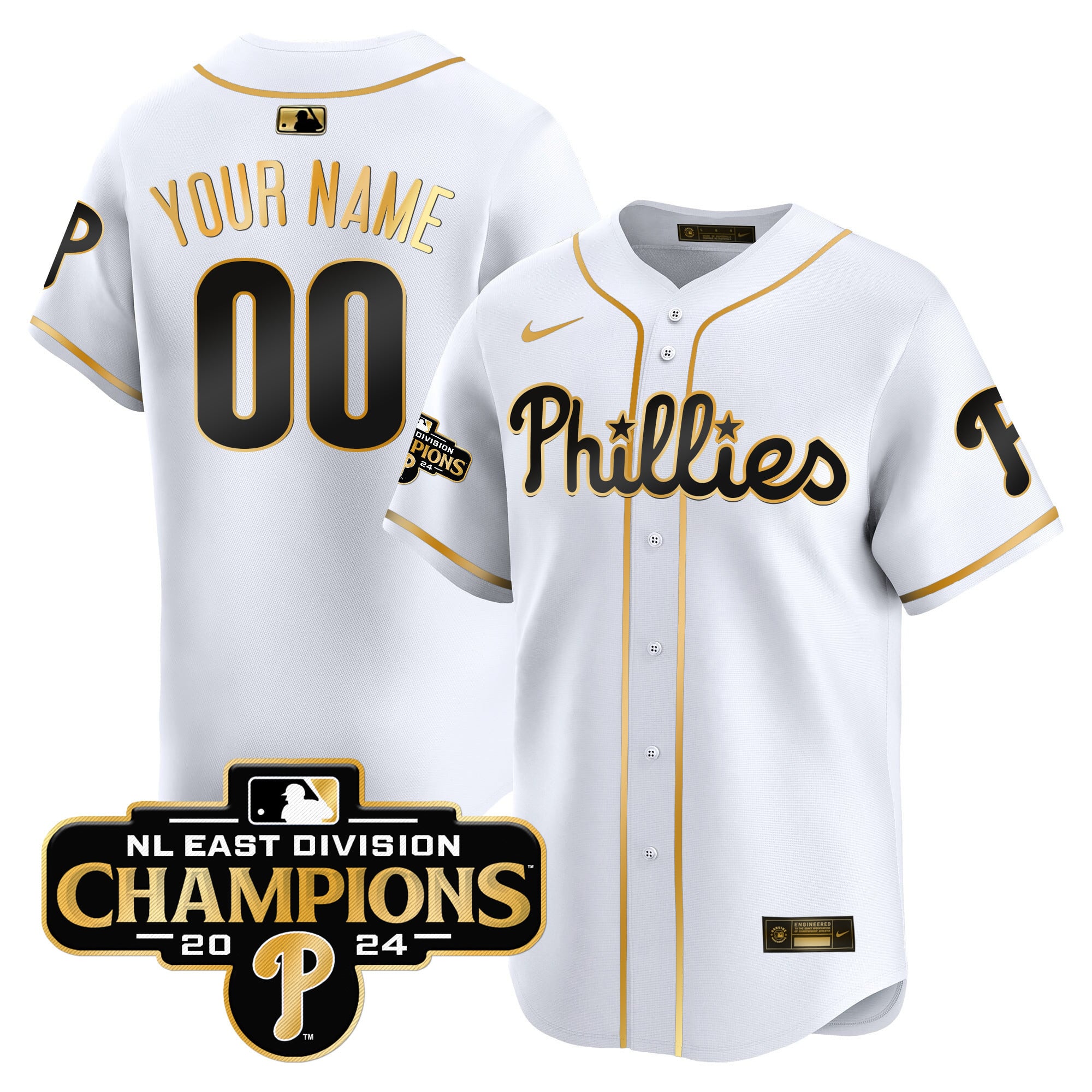 Alternative view of Nike Phillies Black Gold Jersey - Personalized Edition
