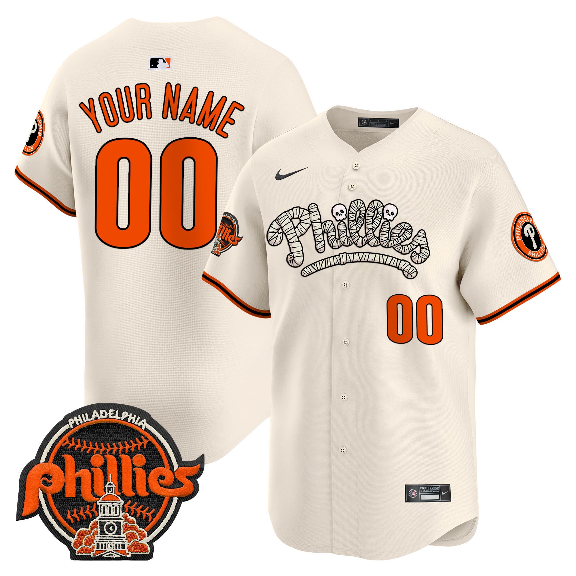 Nike Phillies Halloween Jersey - Custom Ivory Edition