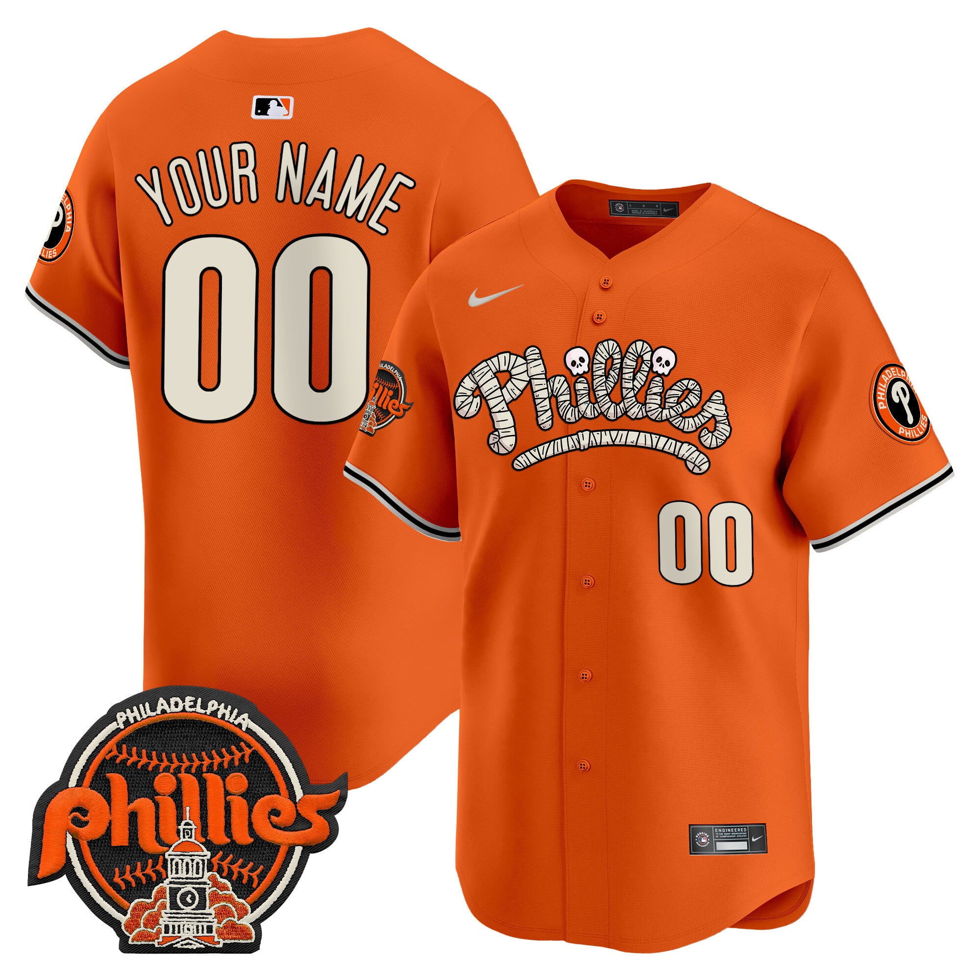 Alternative view of Nike Phillies Halloween Jersey - Custom Ivory Edition