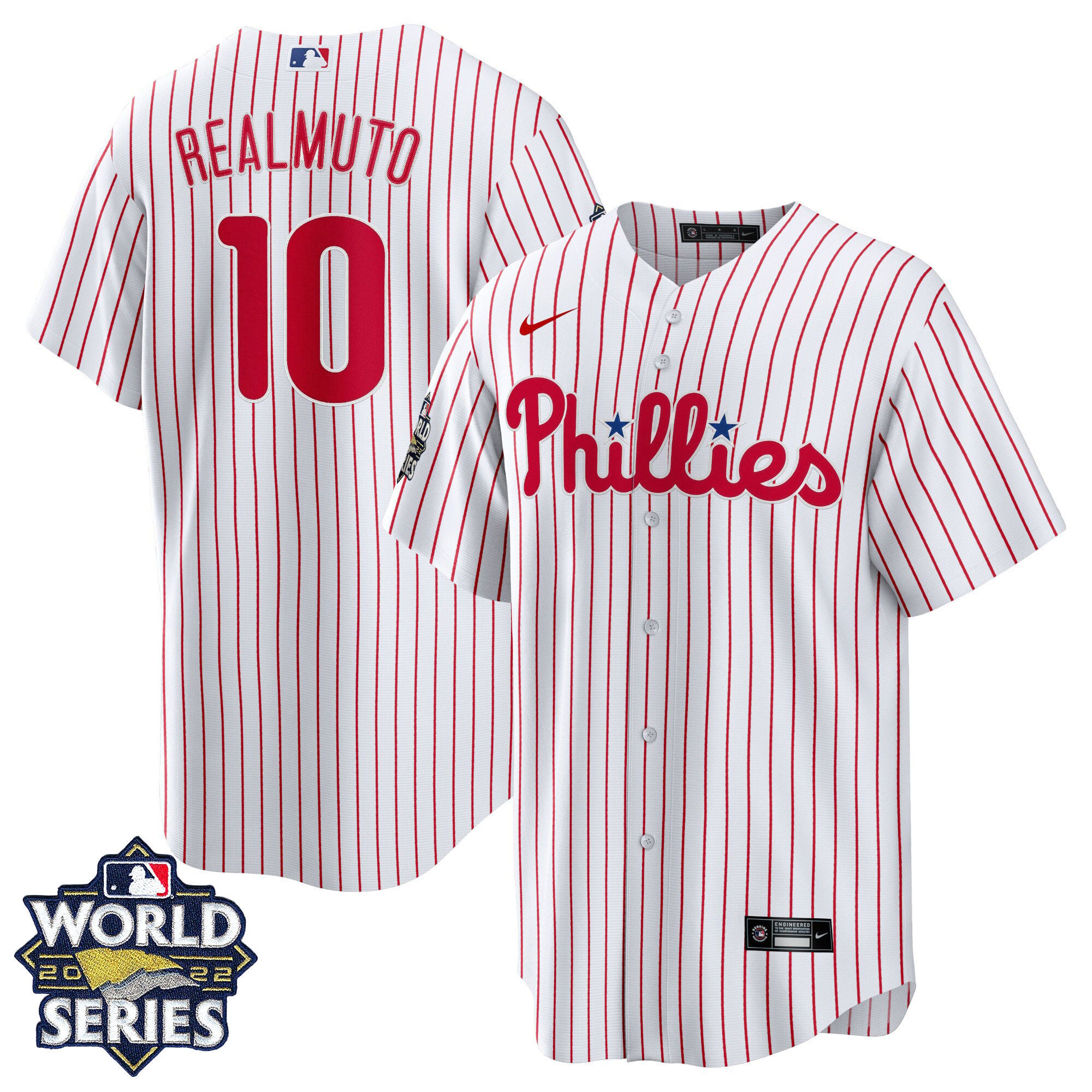 Alternative view of Nike Phillies Harper #3 Jersey - White Pinstripe