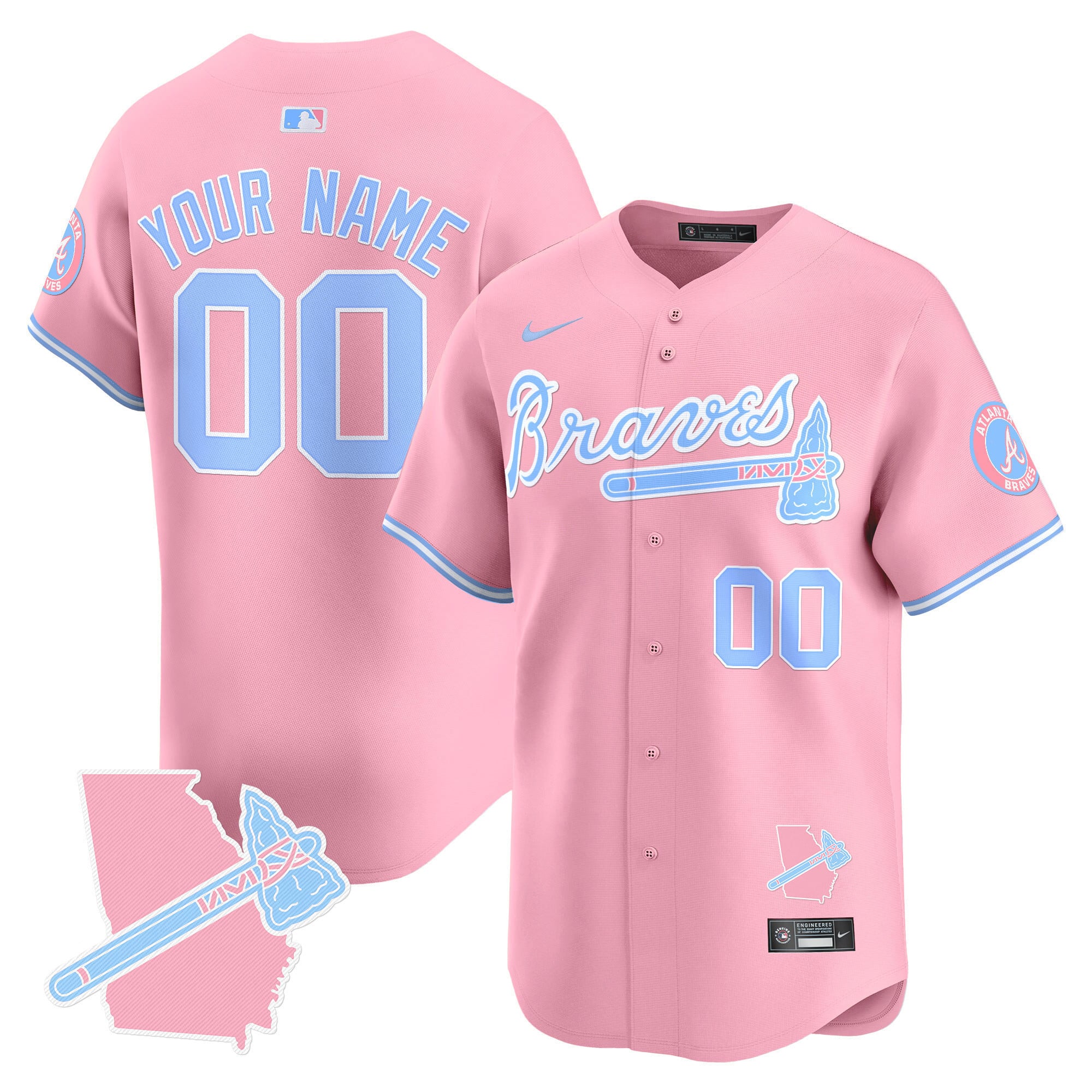 Nike Pink Braves Jersey - Custom MLB Baseball Shirt