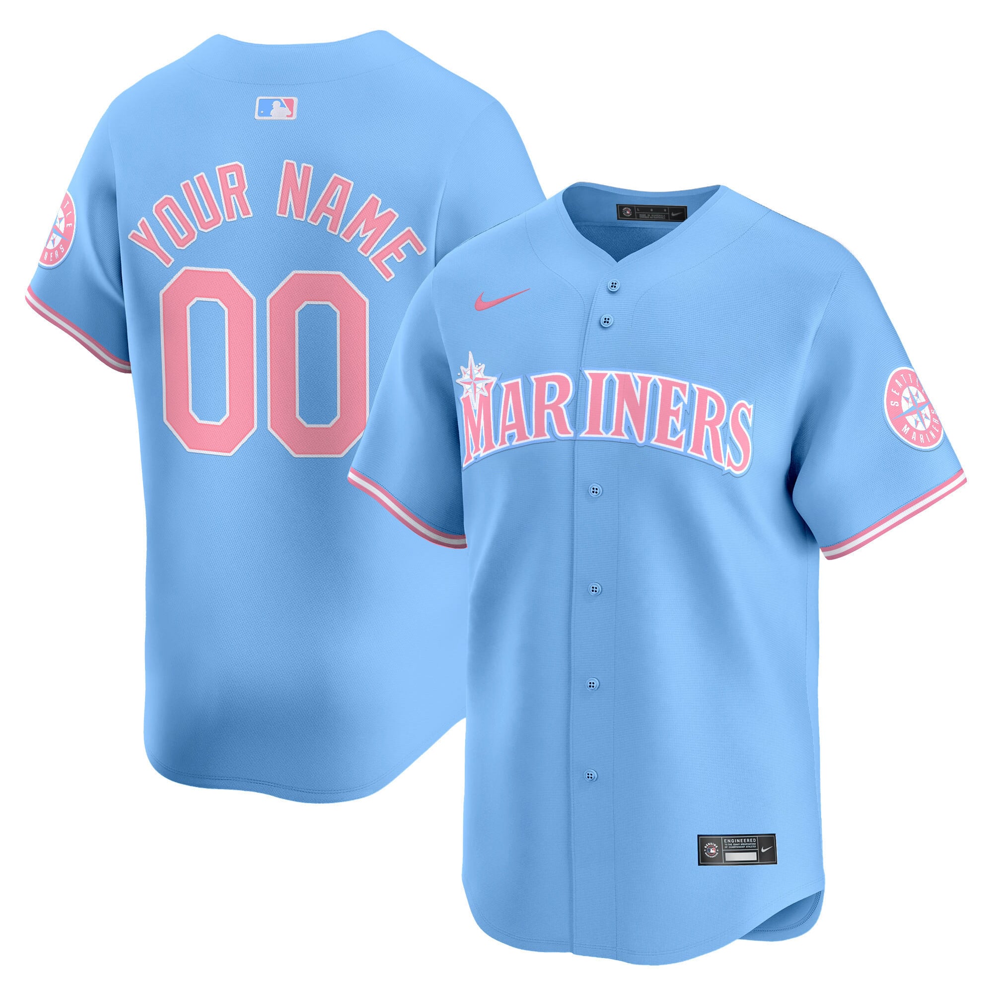 Alternative view of Nike Pink Mariners Jersey - MLB Mother’s Day Edition