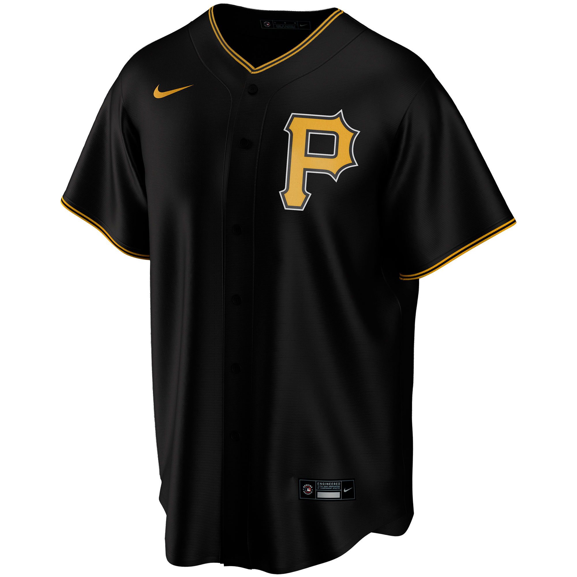 Alternative view of Nike Pirates Black Custom Jersey - Gold Trim