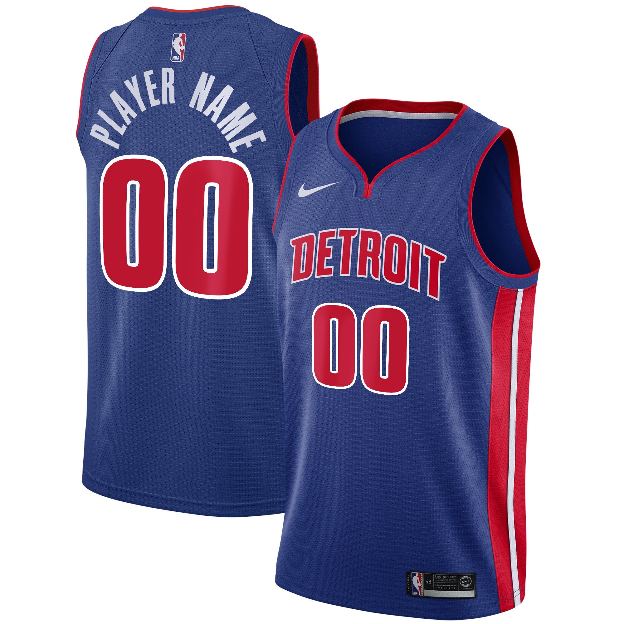 Alternative view of Nike Pistons Blue Jersey - Custom Name & Number Edition