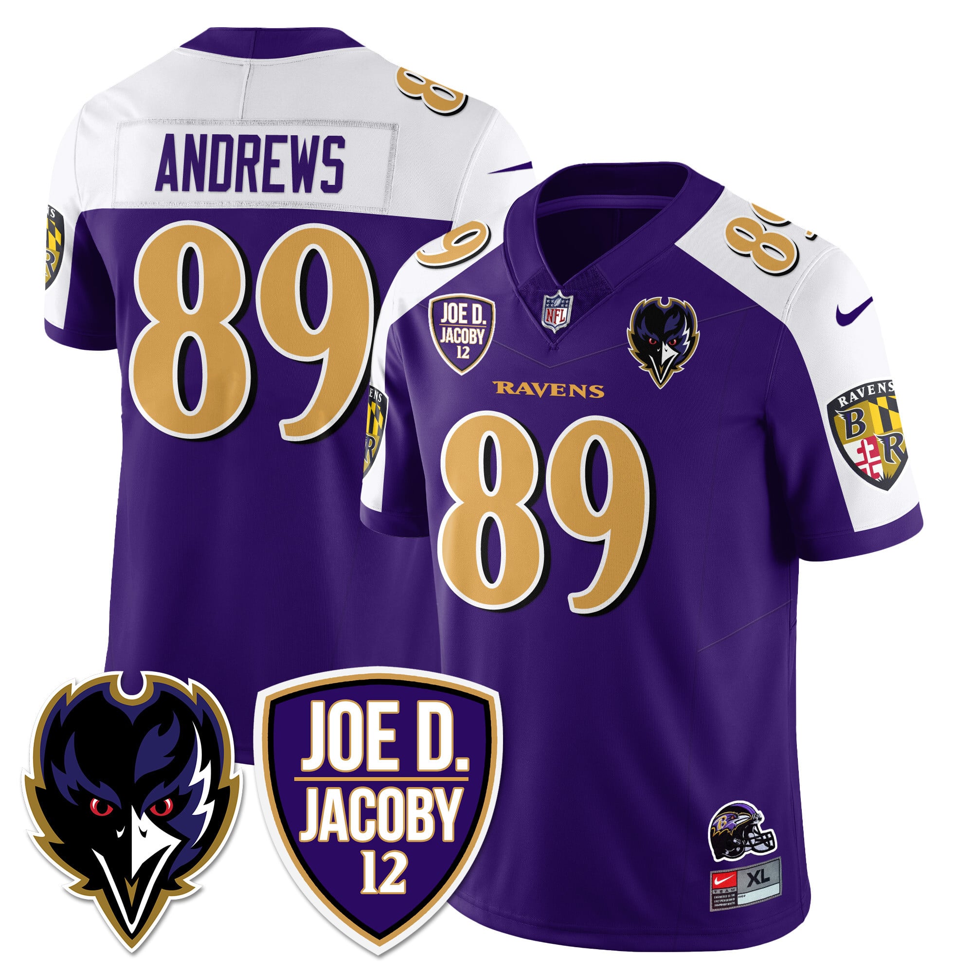 Nike Ravens Andrews #89 Jersey - Purple & Gold Edition