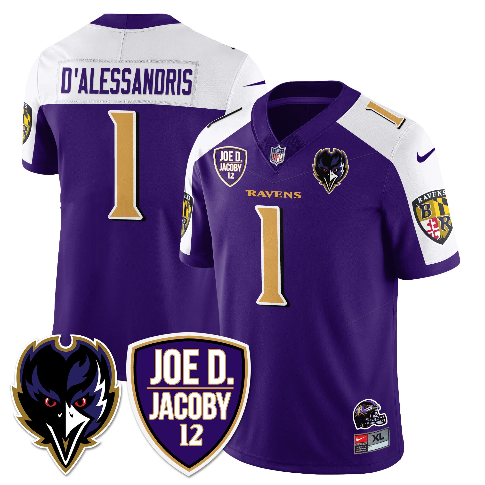 Alternative view of Nike Ravens Andrews #89 Jersey - Purple & Gold Edition
