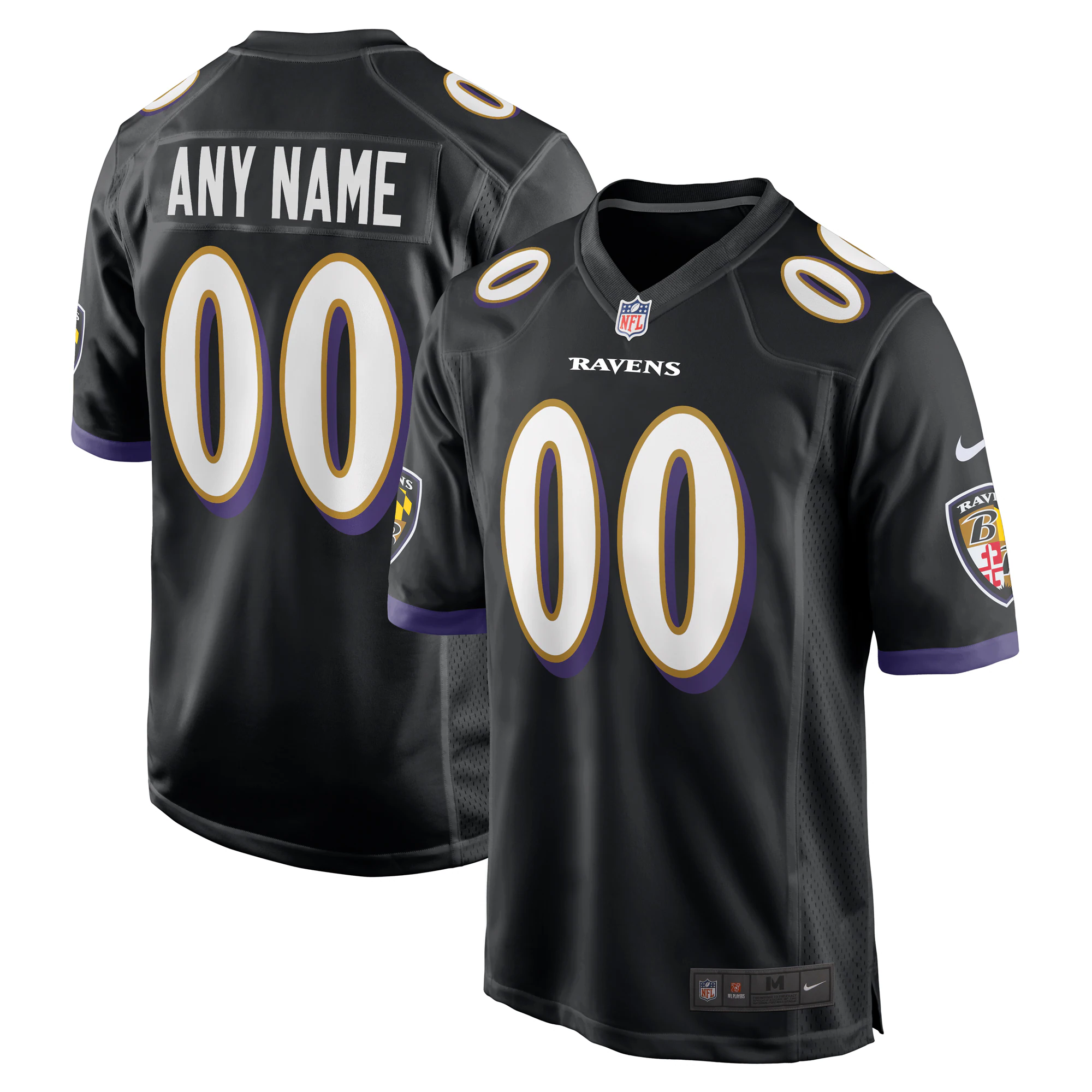 Alternative view of Nike Ravens Black Alternate Custom Jersey - NFL
