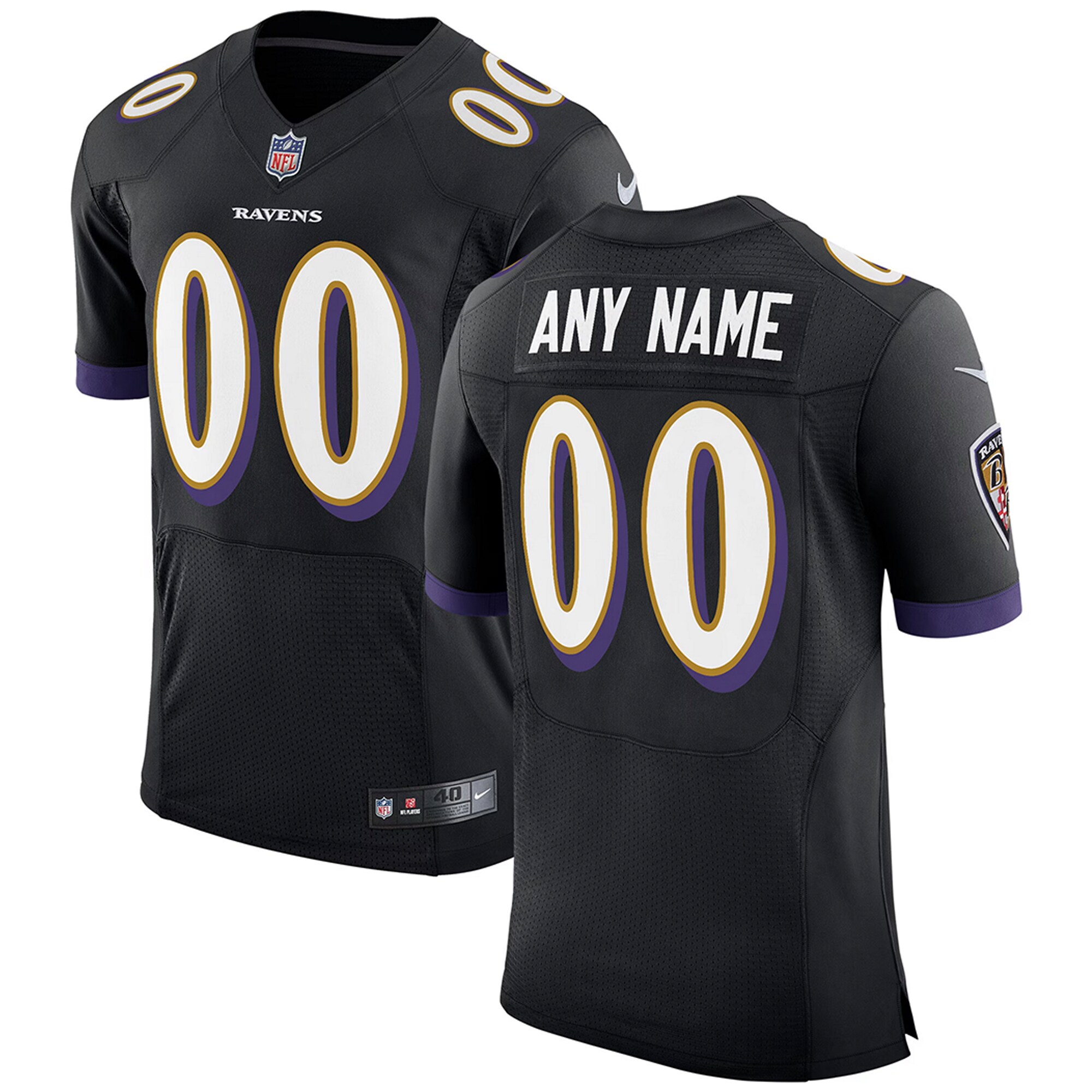 Alternative view of Nike Ravens Black Alternate Jersey - Custom NFL Style