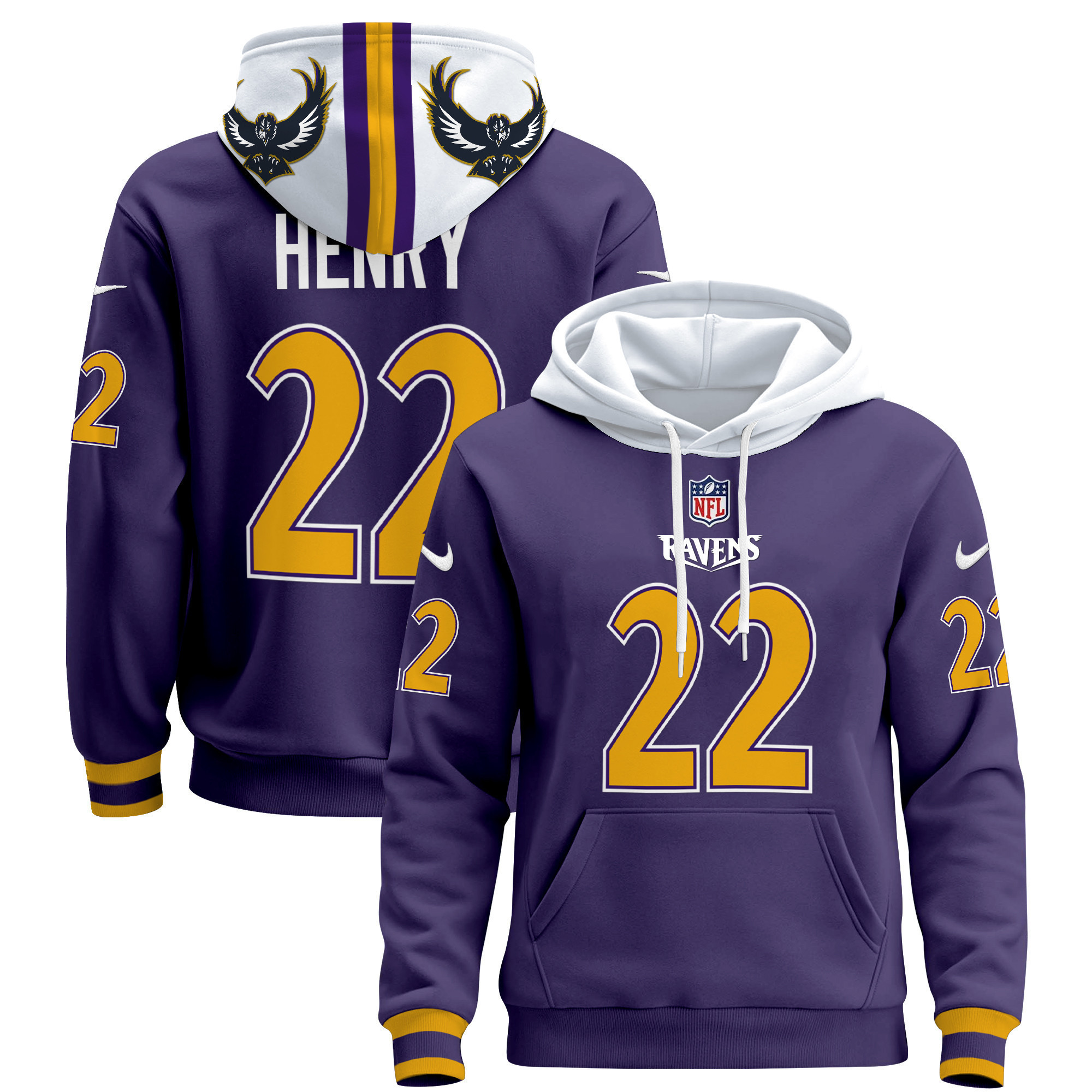 nike Ravens Henry #22 Hoodie - Nike Ravens Henry #22 Purple Hoodie