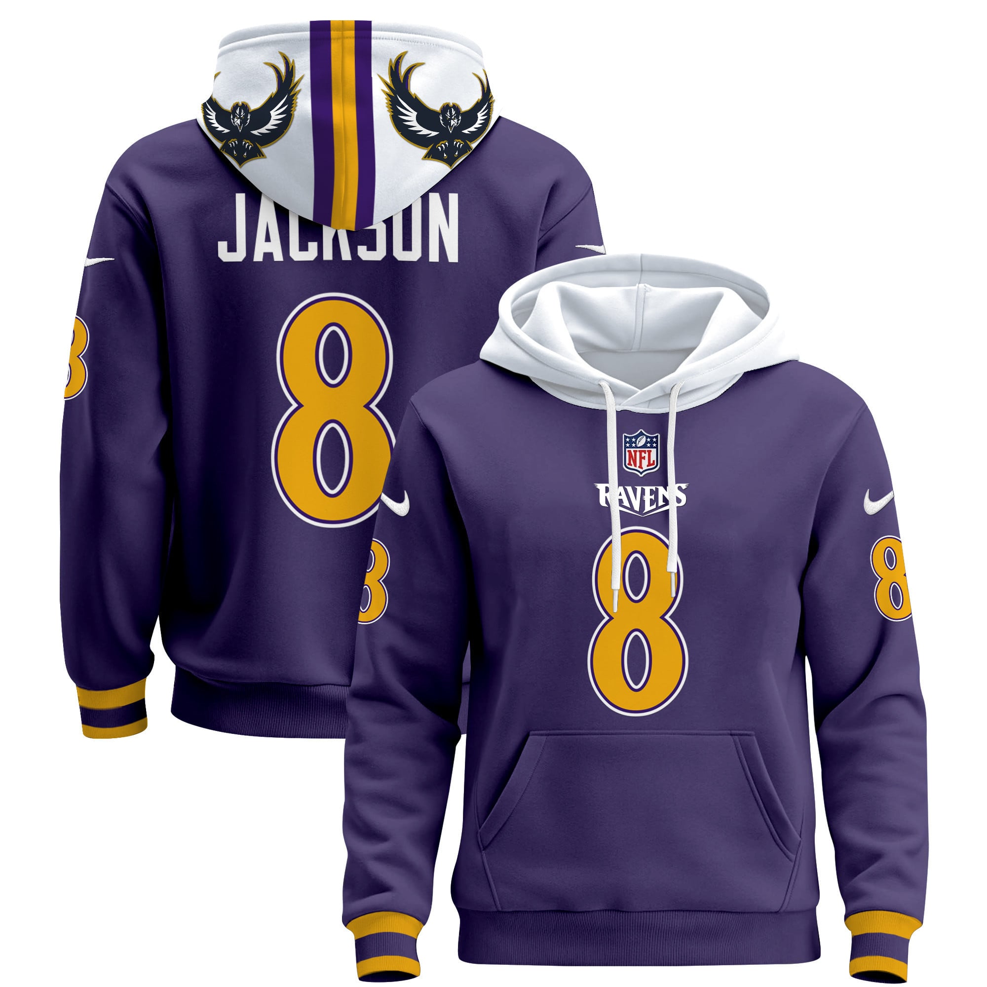 Alternative view of nike Ravens Henry #22 Hoodie - Nike Ravens Henry #22 Purple Hoodie