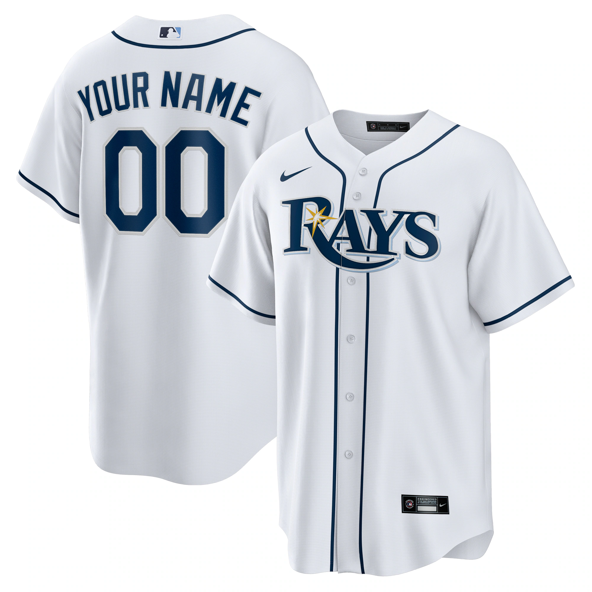 Alternative view of Nike Rays White Home Custom Jersey - MLB Authentic