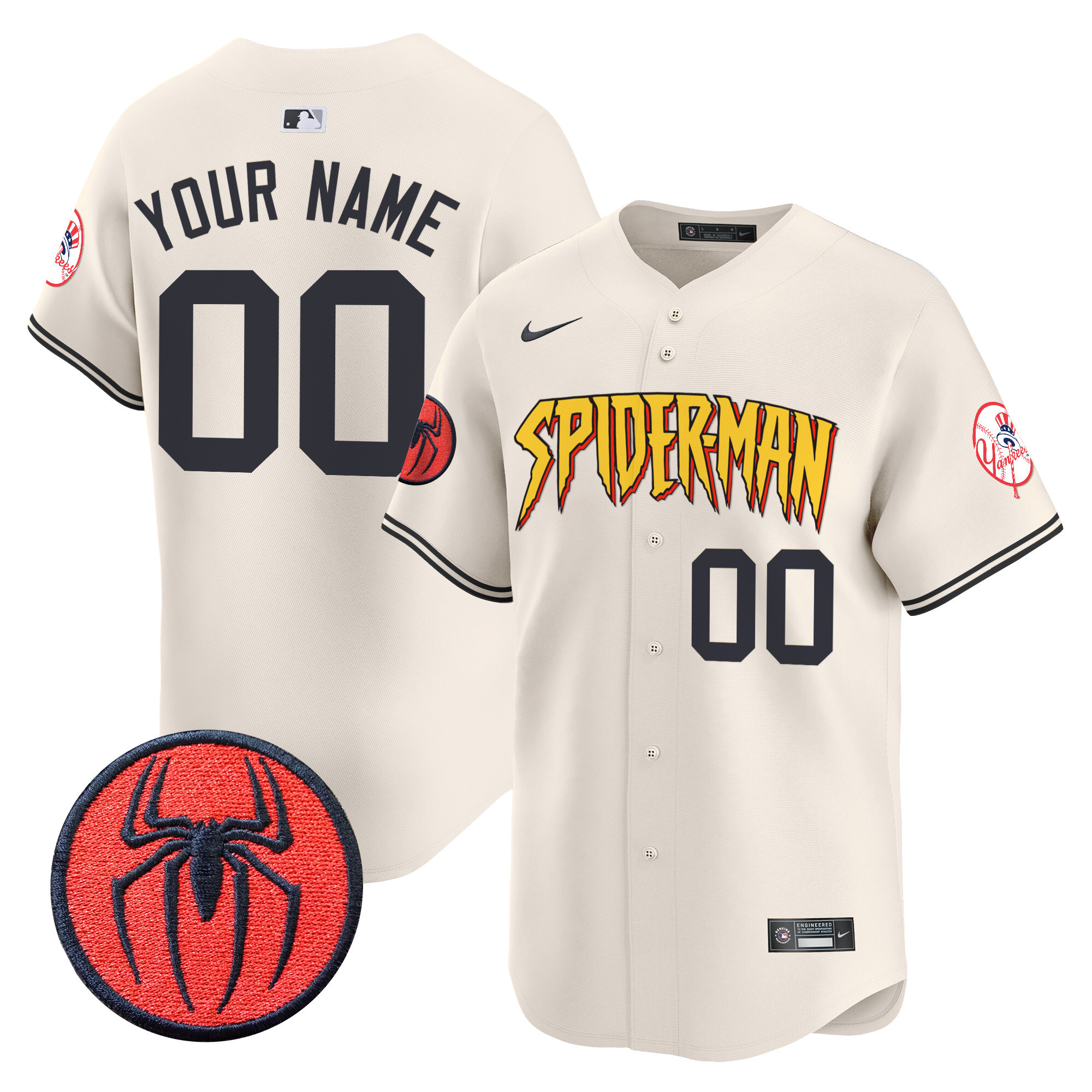 Alternative view of Nike Red Spiderman Yankees Jersey - Limited Edition