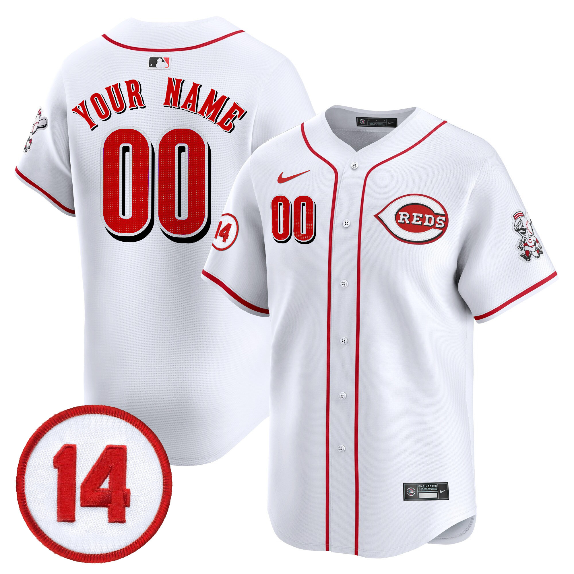 Nike Reds Personalized White Jersey - Custom Baseball Style