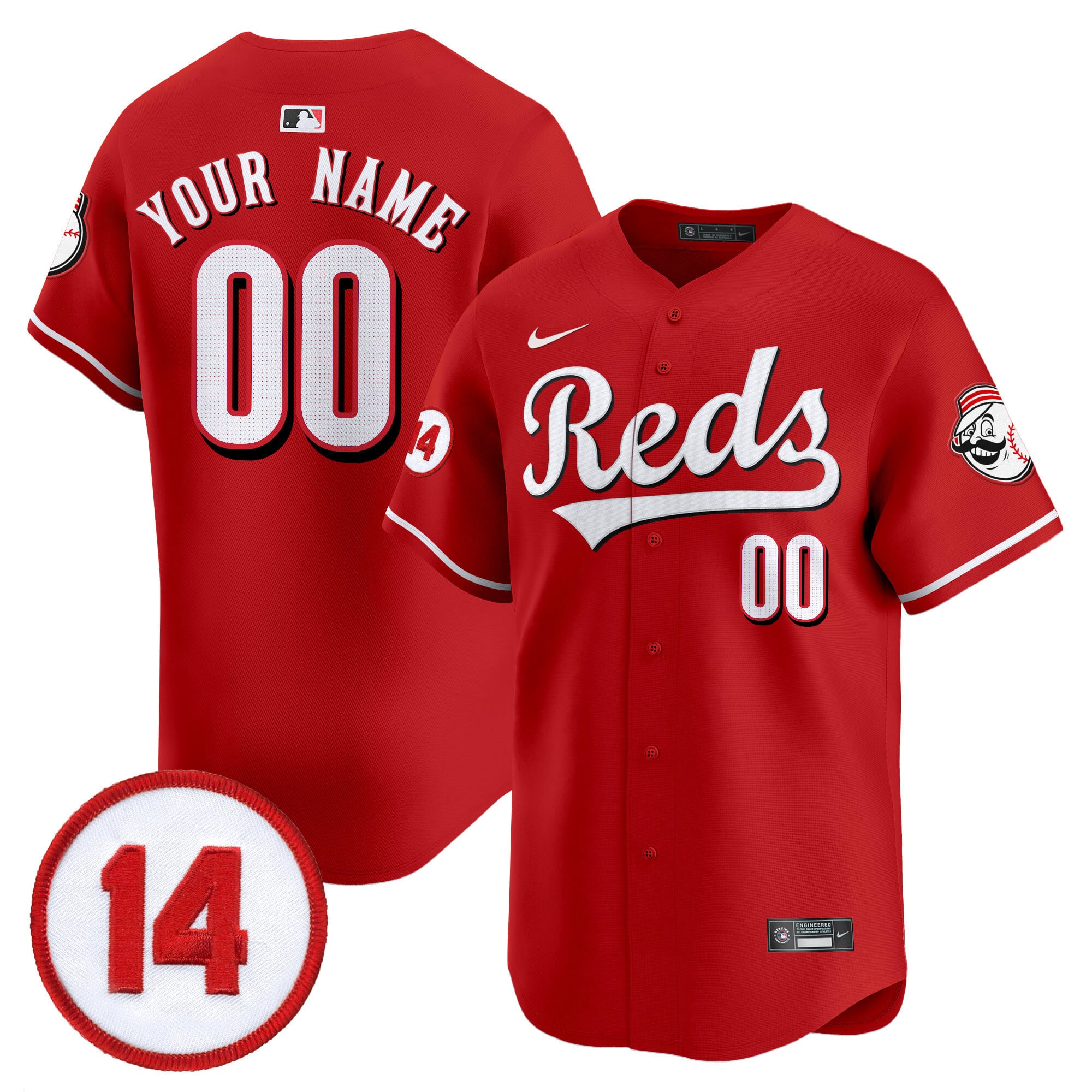 Alternative view of Nike Reds Personalized White Jersey - Custom Baseball Style