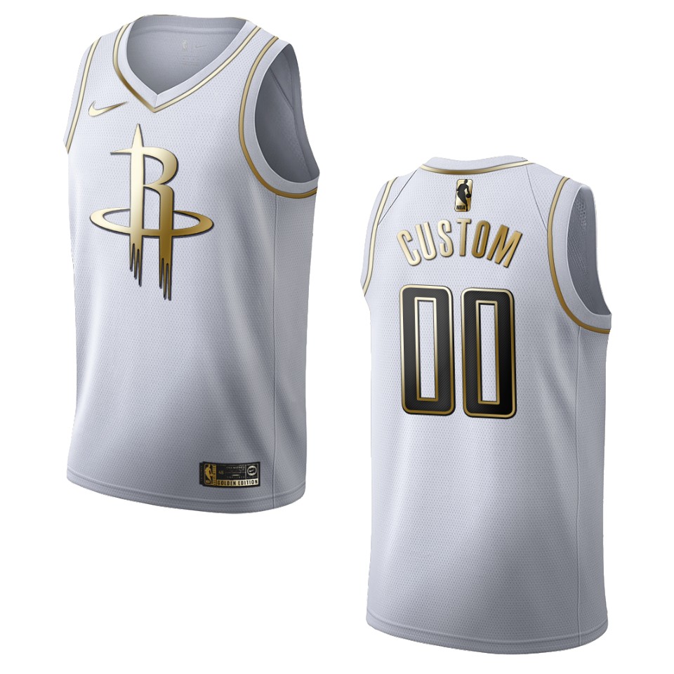 Nike Rockets White Custom Jersey - Golden Edition 2
