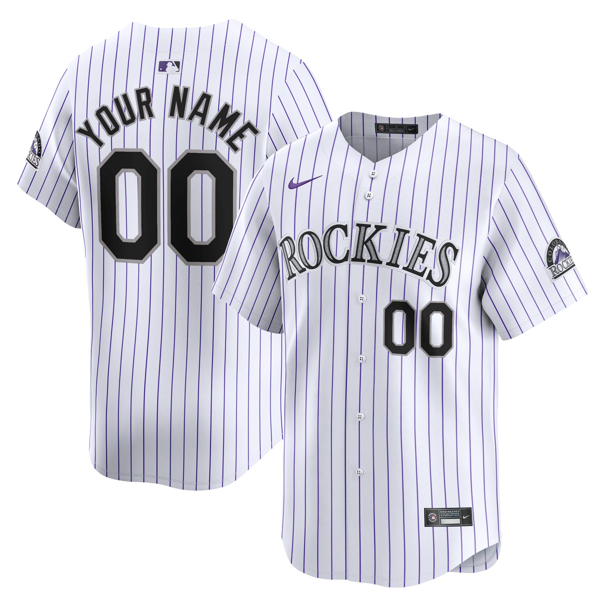 Nike Rockies Custom Pinstripe Jersey - White/Purple