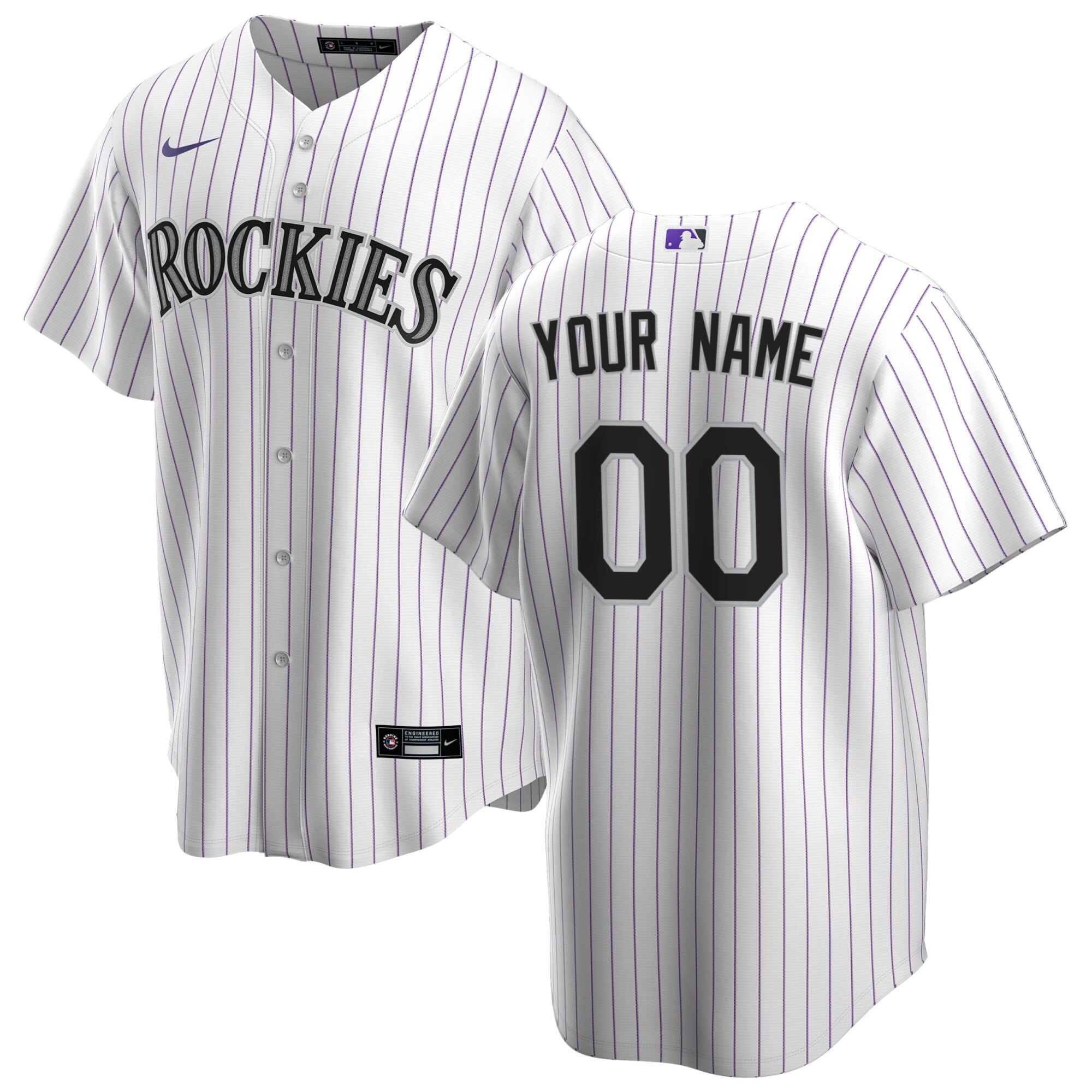 Nike Rockies Pinstripe Jersey - Customizable White & Purple