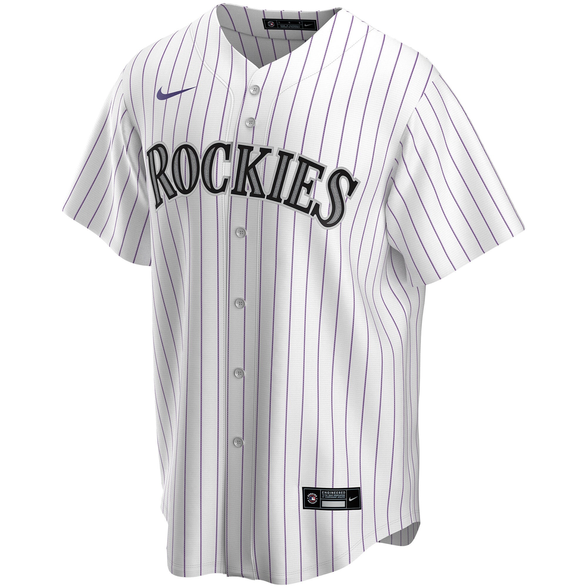Alternative view of Nike Rockies Pinstripe Jersey - Customizable White & Purple