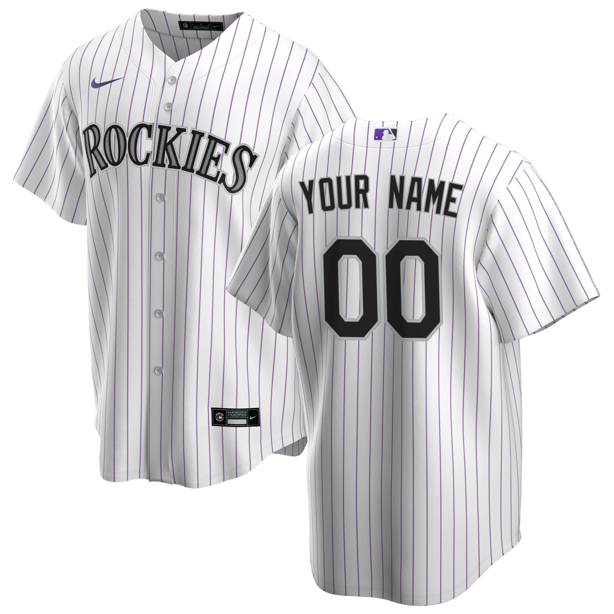 Nike Rockies White Pinstripe Custom Jersey - Personalized MLB