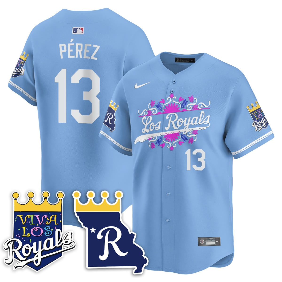 Nike Royals Perez #13 Jersey - Light Blue ‘Viva Los Royals’