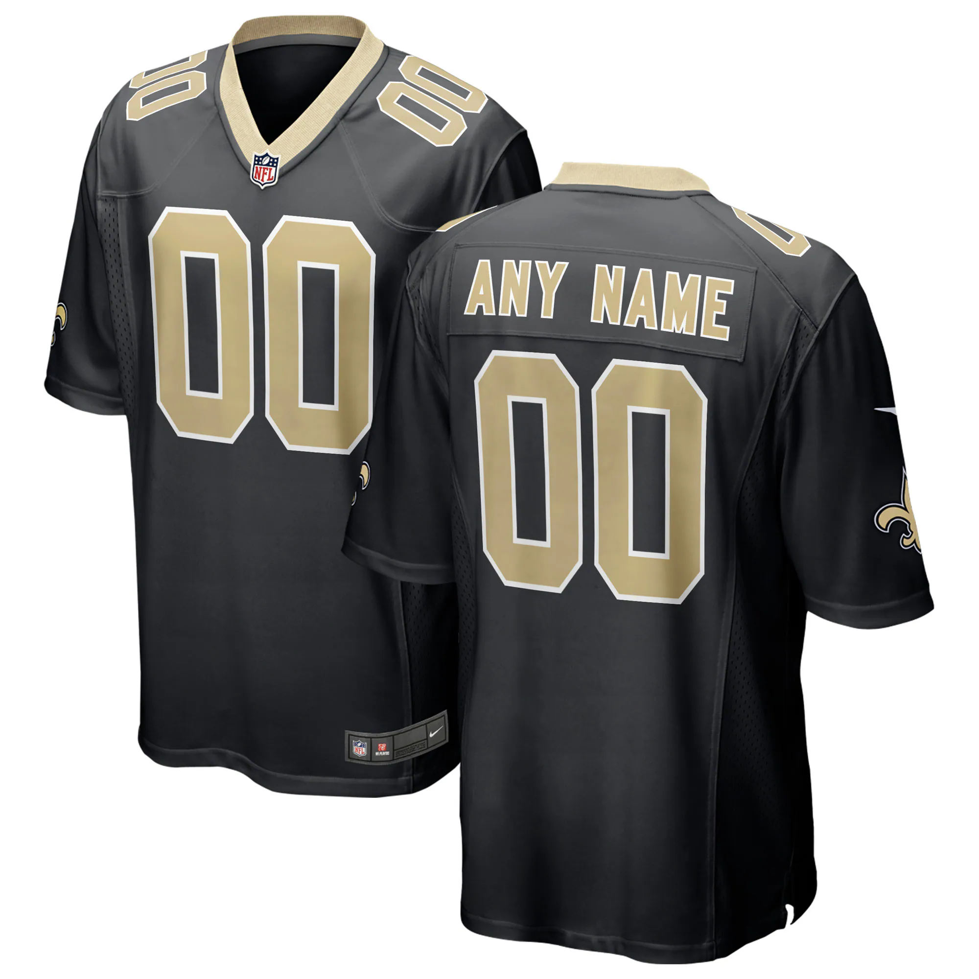 Alternative view of nike Saints Black Custom Jersey - Saints Black Custom Jersey - Nike 2