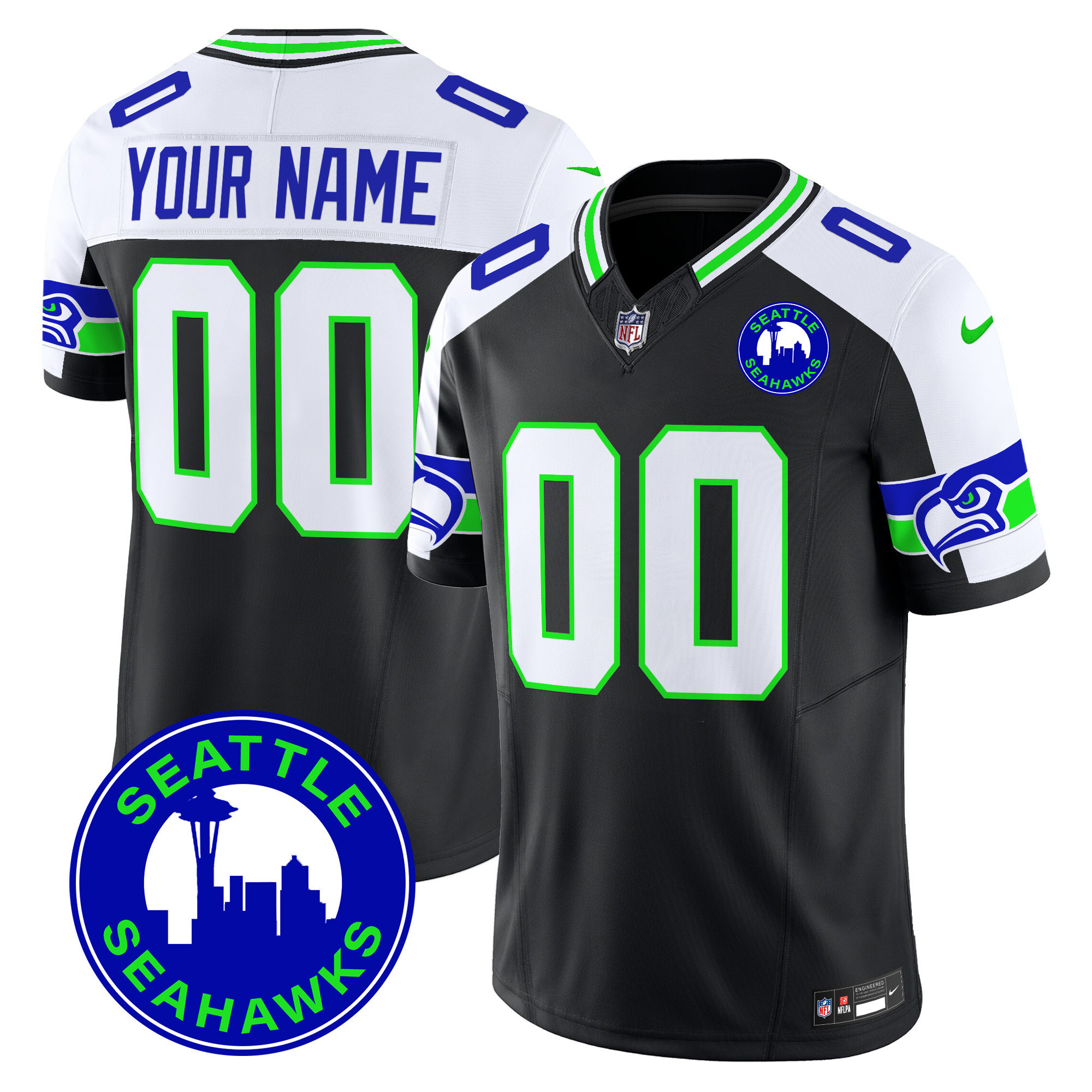 Nike Seahawks Black Jersey - Customizable Football Apparel