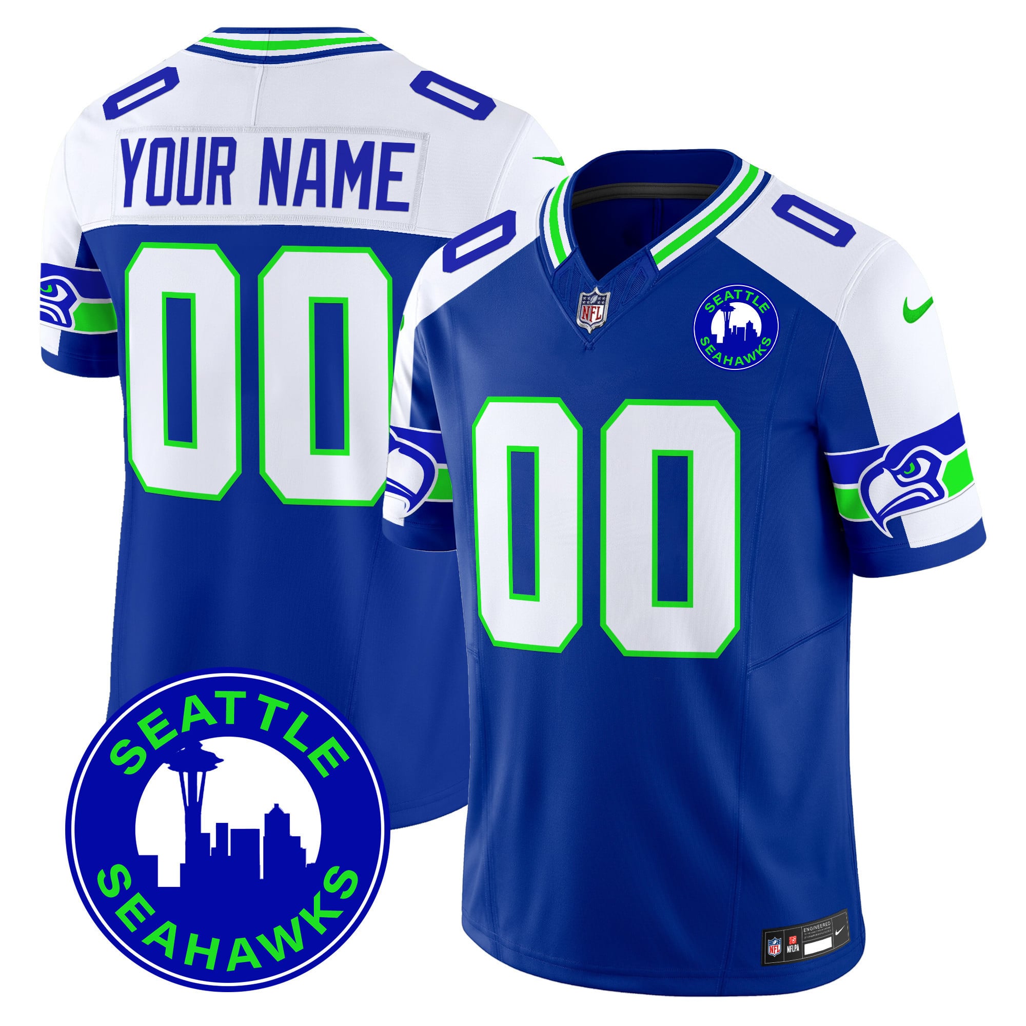 Alternative view of Nike Seahawks Black Jersey - Customizable Football Apparel