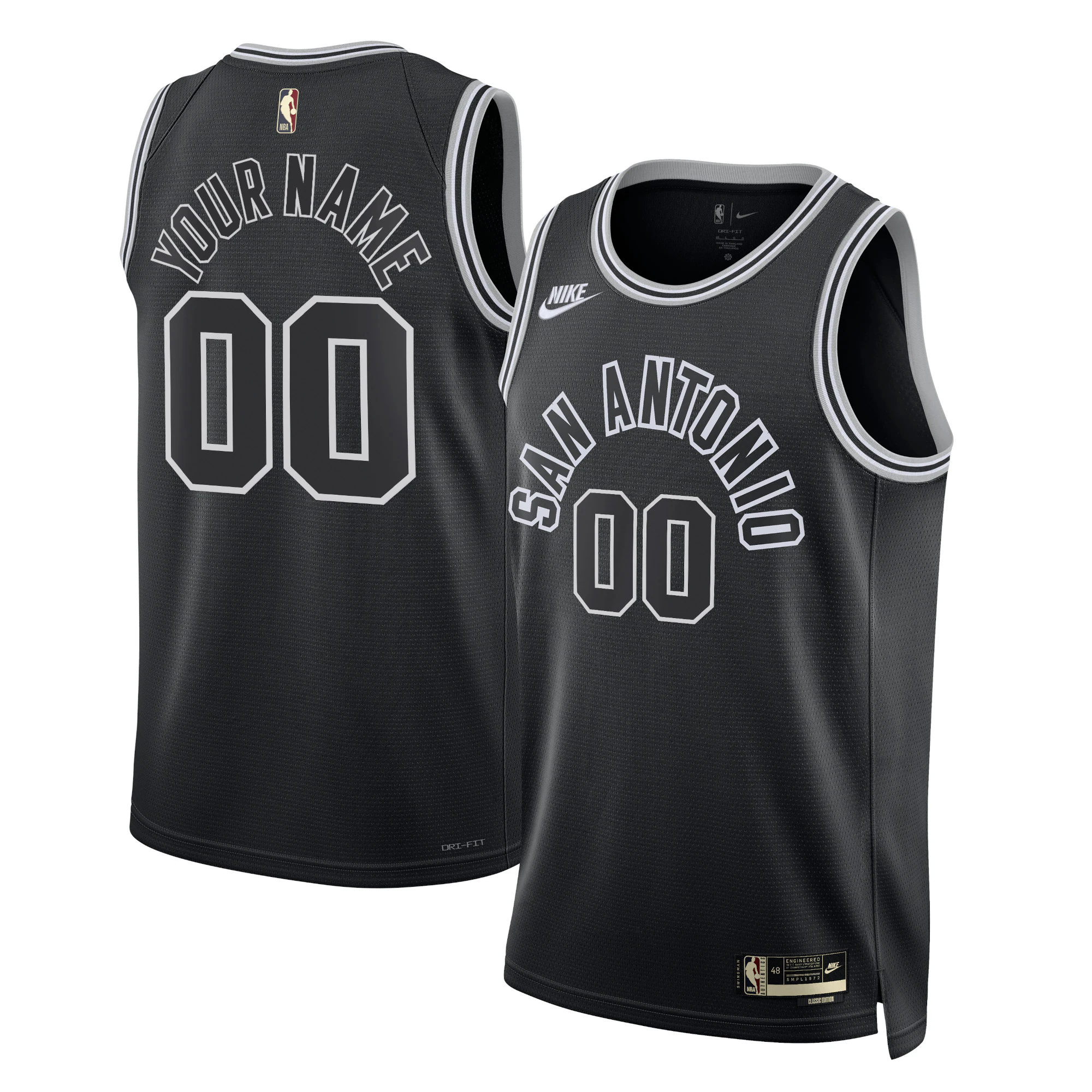 Alternative view of Nike Spurs Black Jersey Custom - Nike Spurs Black Jersey - Custom