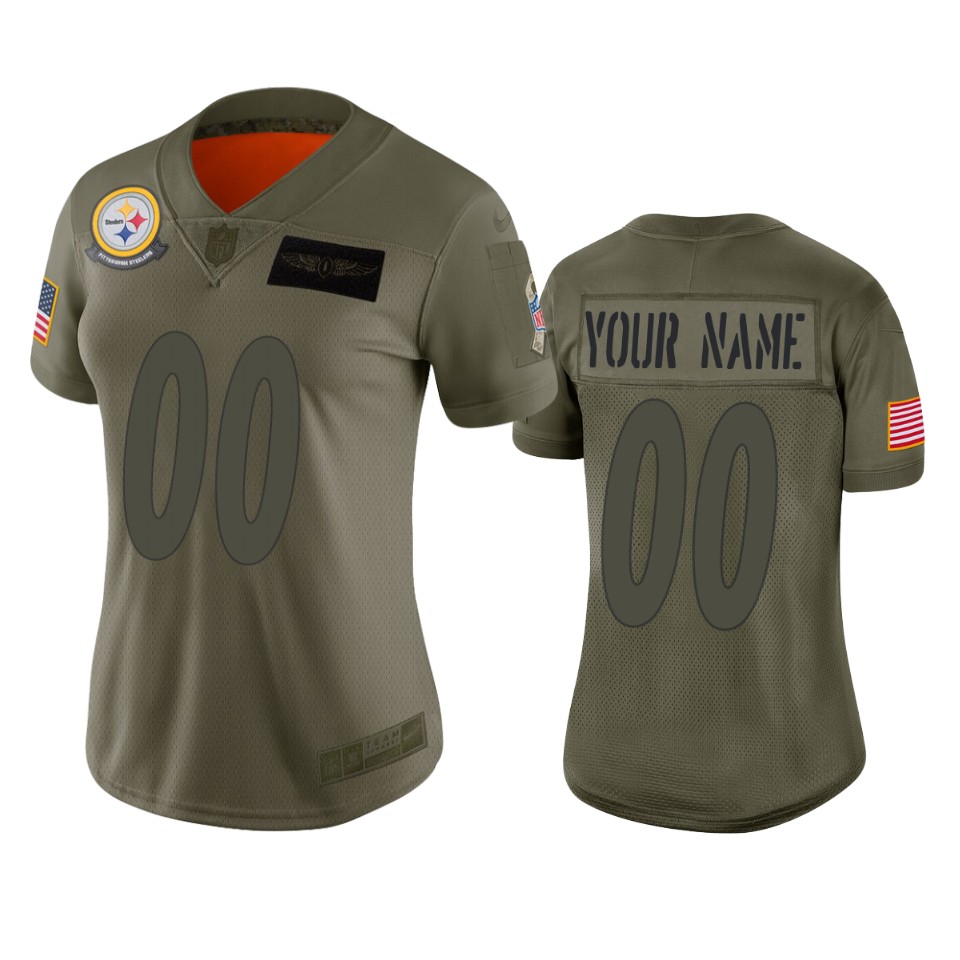 Nike Steelers Olive Custom Jersey - Salute to Service