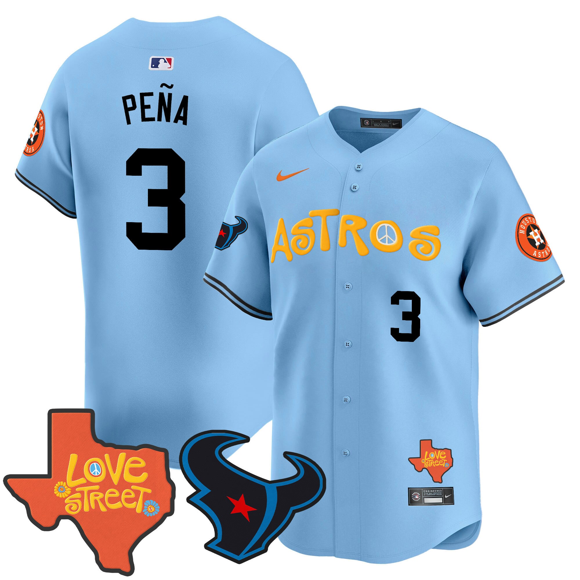 Alternative view of Nike Stroud Astros Jersey - Nike Stroud Astros Light Blue Jersey