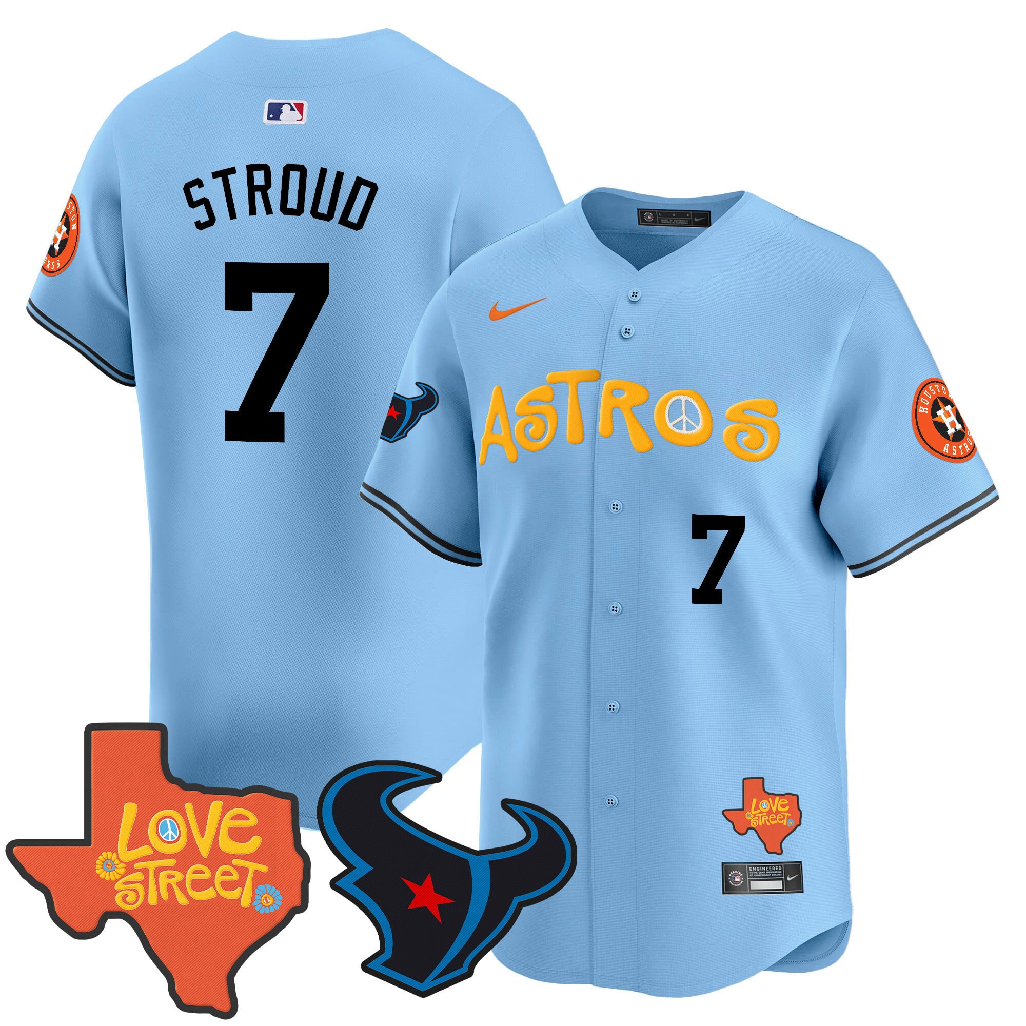 Nike Stroud Astros Jersey - Nike Stroud Astros Light Blue Jersey