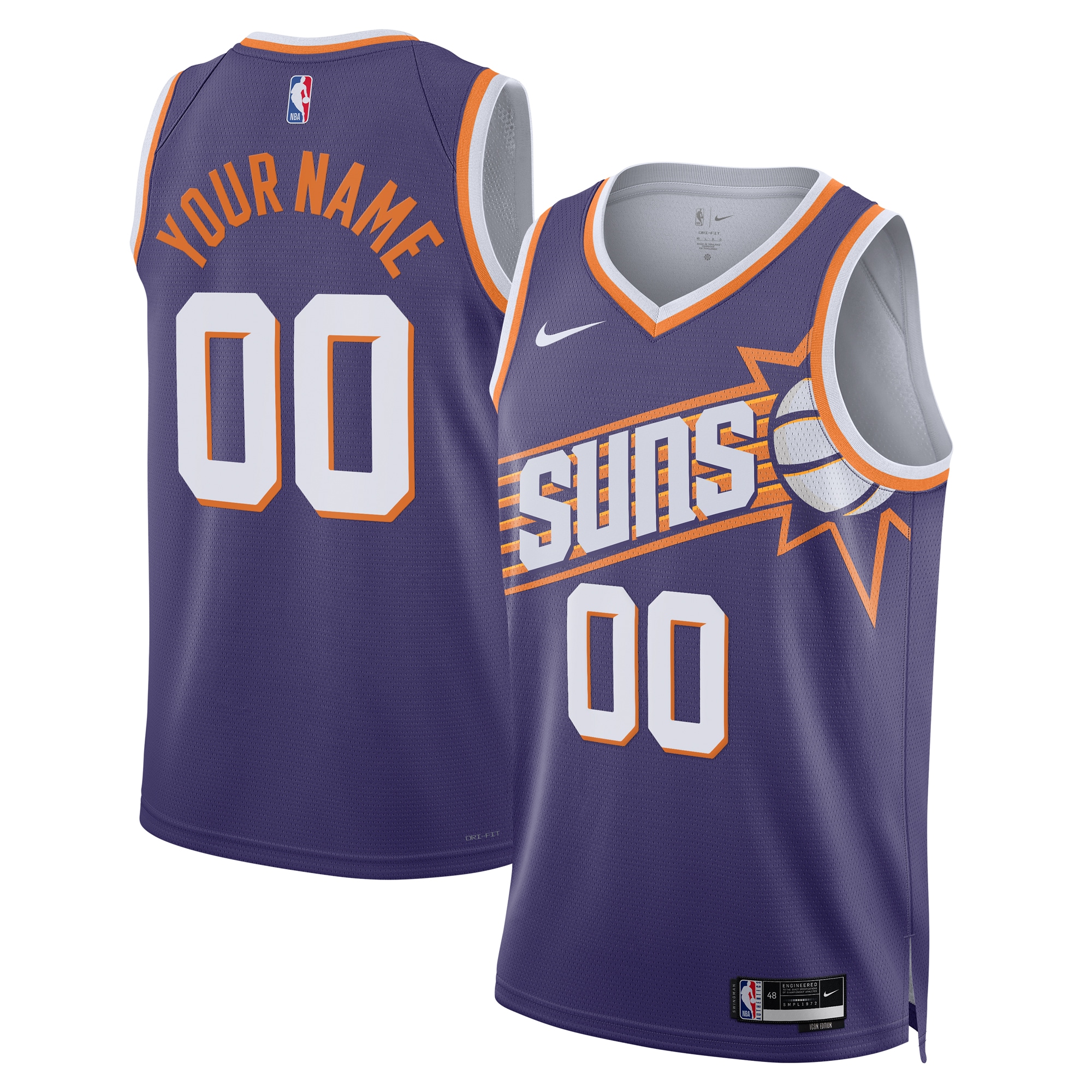 Nike Suns Purple Custom Jersey - Icon Edition